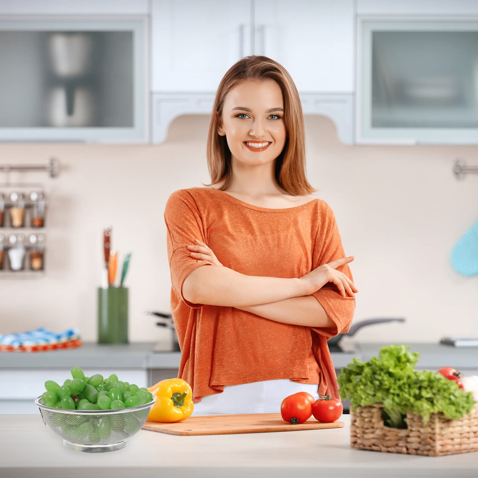 Colador de Malla Fina de Acero Inoxidable: colador de Cocina de 20 cm para arroz, Pasta, Frutas y Verduras