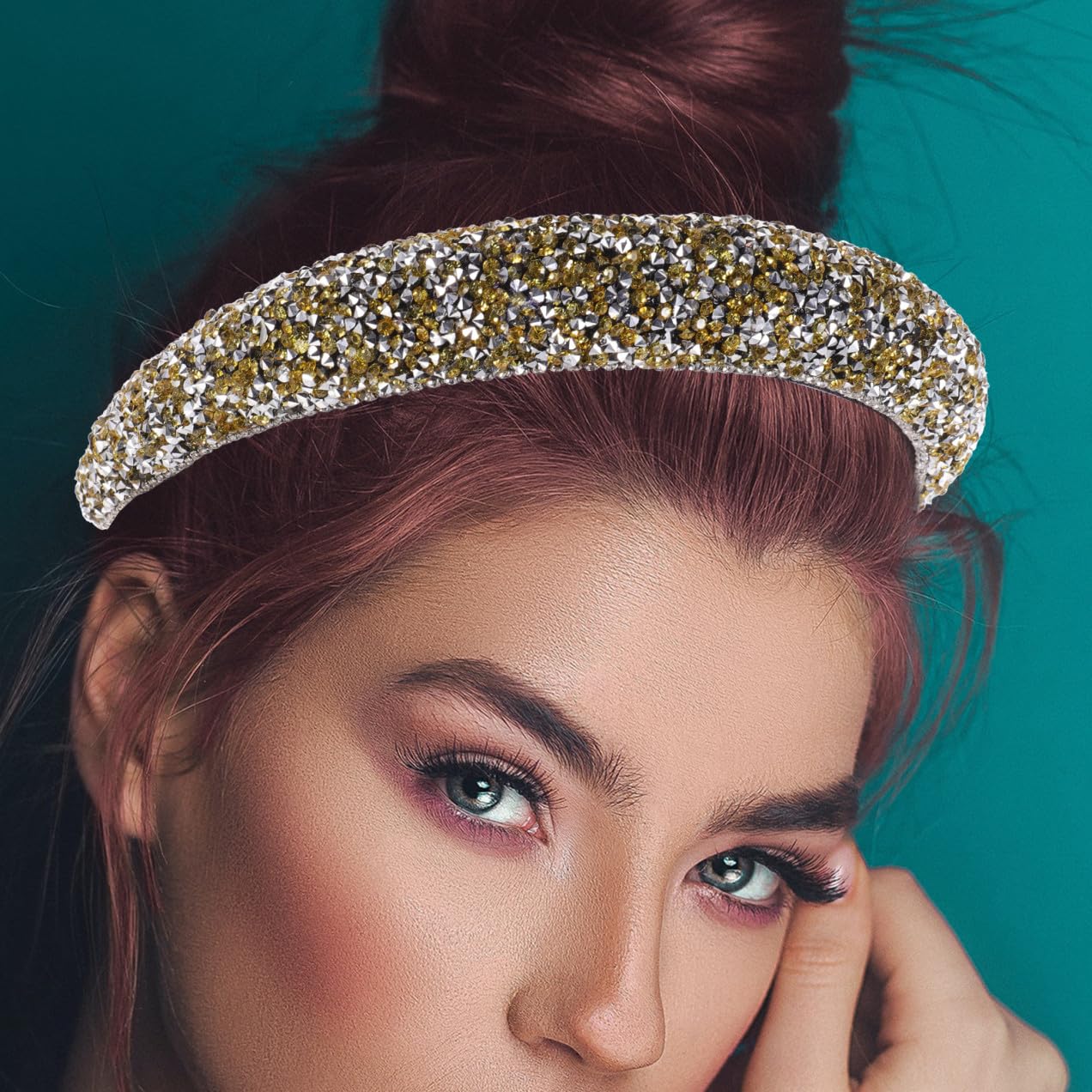 Didiseaon 3 Piezas diadema con strass y ala ancha diadema turbante lazos para el cabello de niña tiara banda para el cabello delicada de fiesta delicado Decorar joyas