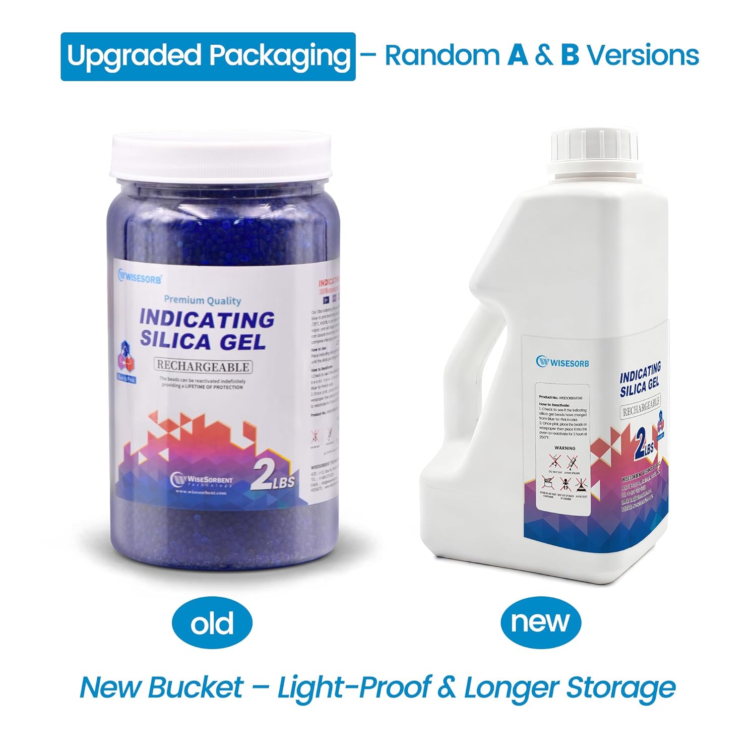 2 LBS Blue to Pink Indicating Silica Gel Beads, Reusable Silica Gel Desiccant Dehumidifier - 2