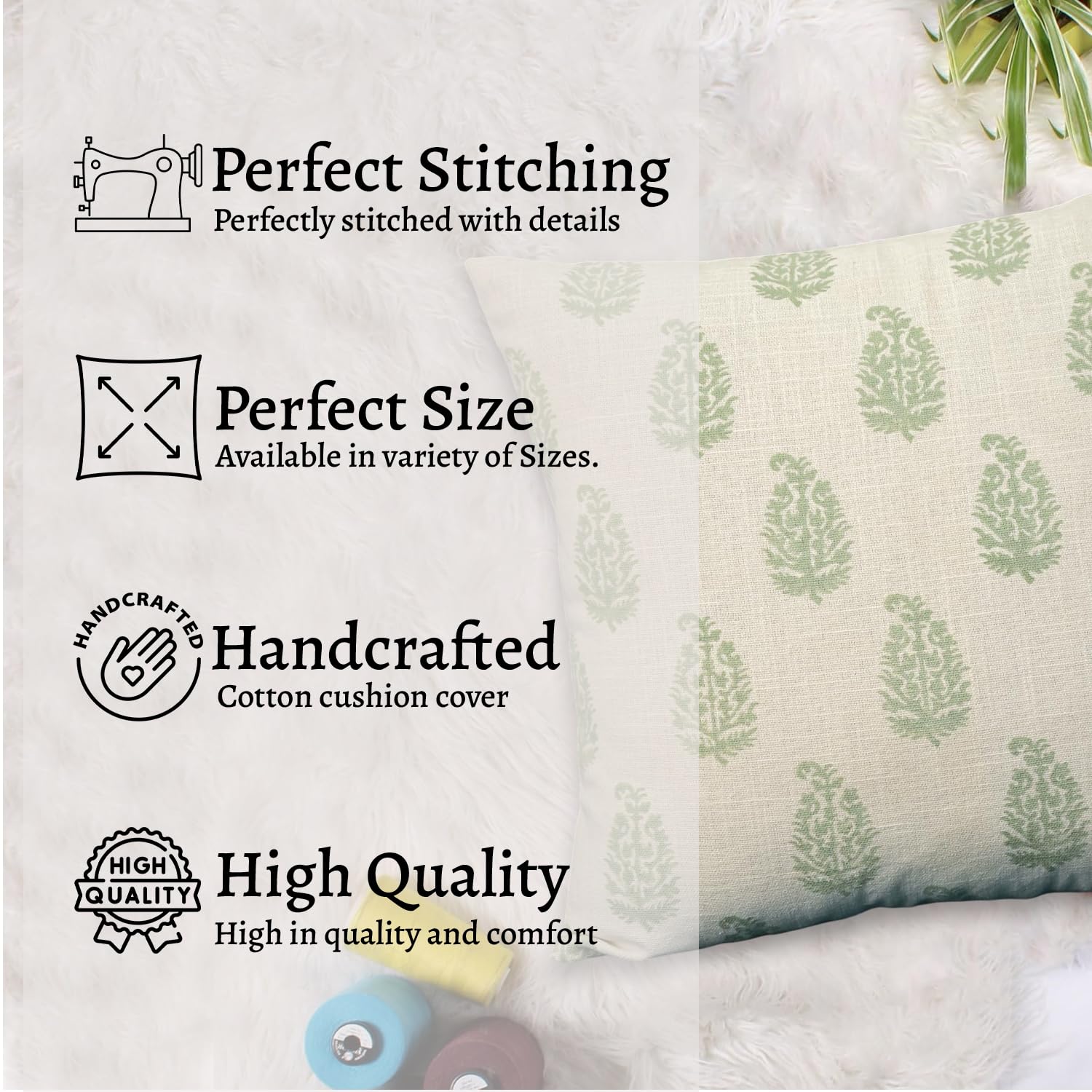 ABSTRACT INDIA Cotton Cushion Covers for Sofa & Bed Set of 1 1