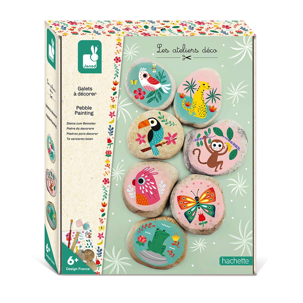 Janod - Pebbles To Decorate - Les Ateliers Déco - Childrens Creative Leisure Kit - Teaches Fine Motor Skills And Concentration - Suitable For Ag