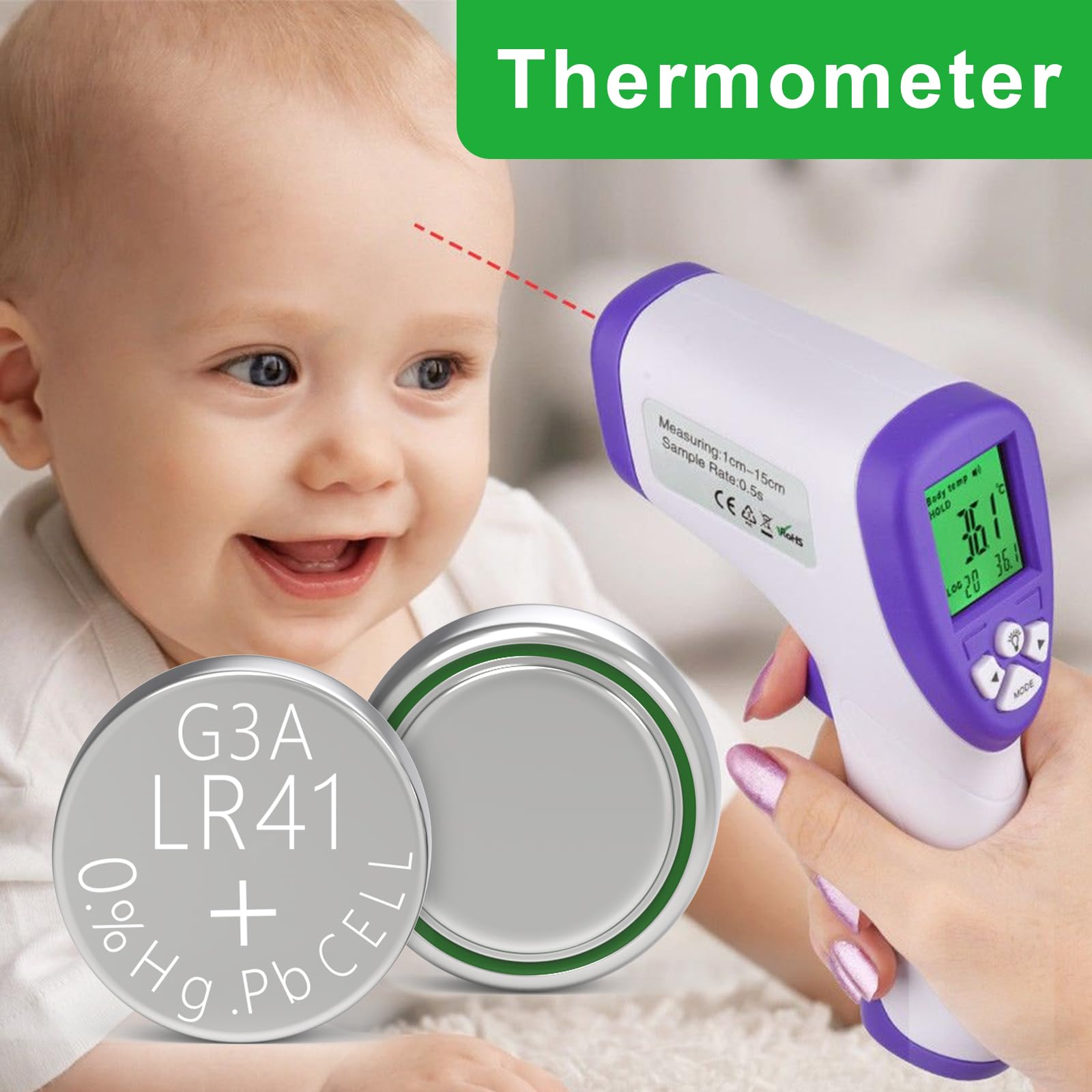 DURNERGY LR41 Batterien, 100 Stück, 384 392 Uhrenbatterie, 1,5 Volt Alkaline-Batterie, AG3 Knopfzelle