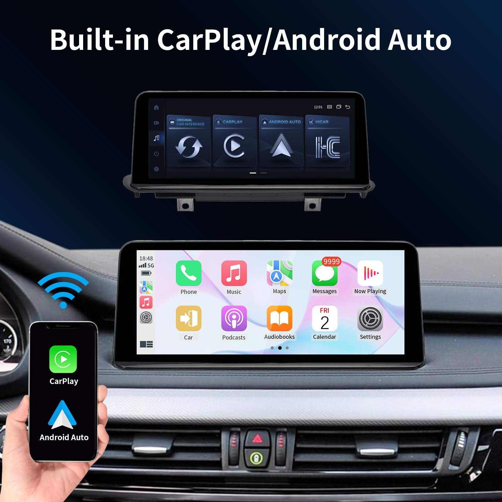 BARGGN Wireless CarPlay/Android AutoTouchscreen for BMW X5/X6 Series F15/F16/F85/F86 (2014-2016) with NBT System, Car Radio Receiver, Multimedia, Bluetooth, Car Stereo (10.25inch)