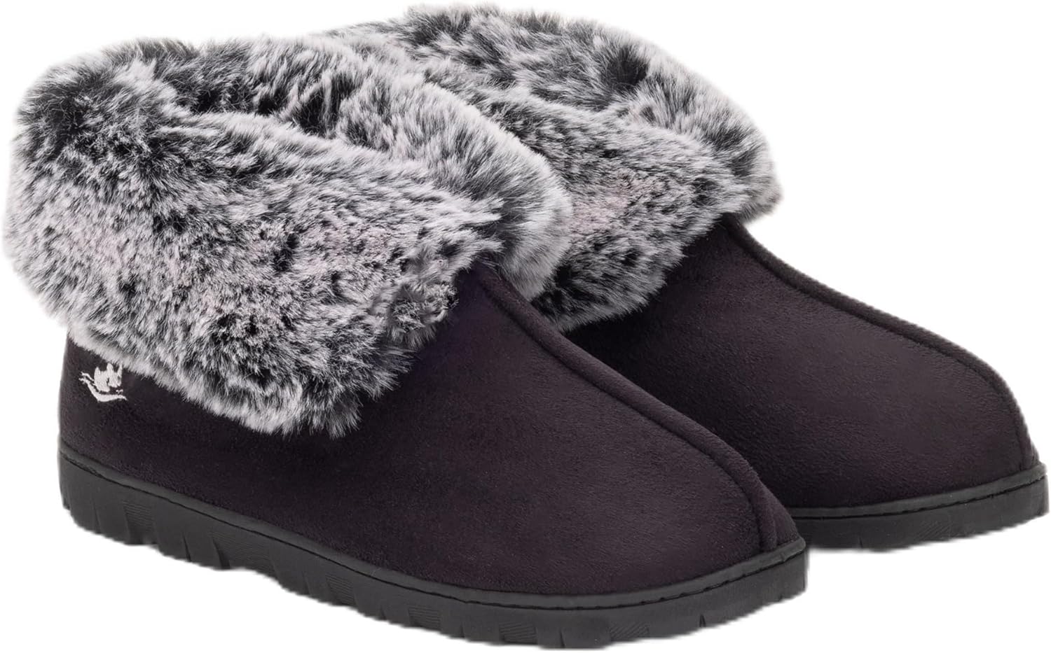 Women’s Luxury Micro Suede Faux Fur Fleece Lining Slippers Bootie with Cozy High Density 80-D Memory Foam, Winter Warm Breathable Boot Slipper with Anti-Slip Indoor Outdoor Rubber Sole