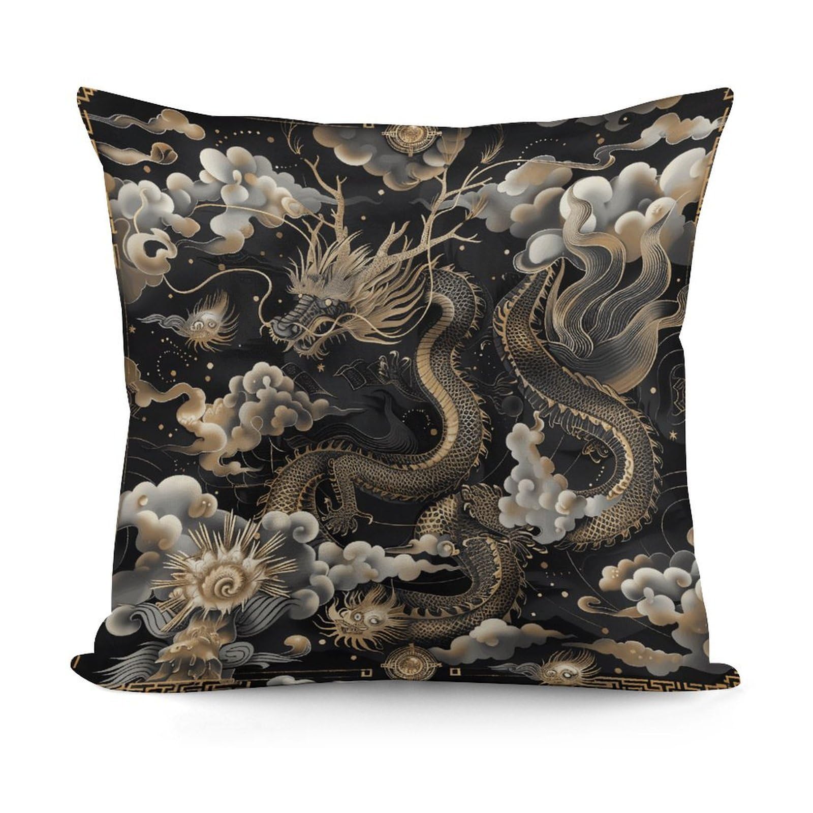 VstaDank Black Chinese Dragon Throw Pillow Cover Soft Square Cushion Cover Art Artwork Pillow Covers Mordern Couch Pillow Covers Decorative Cushion Case for Chair Couch Bedroom Living Room
