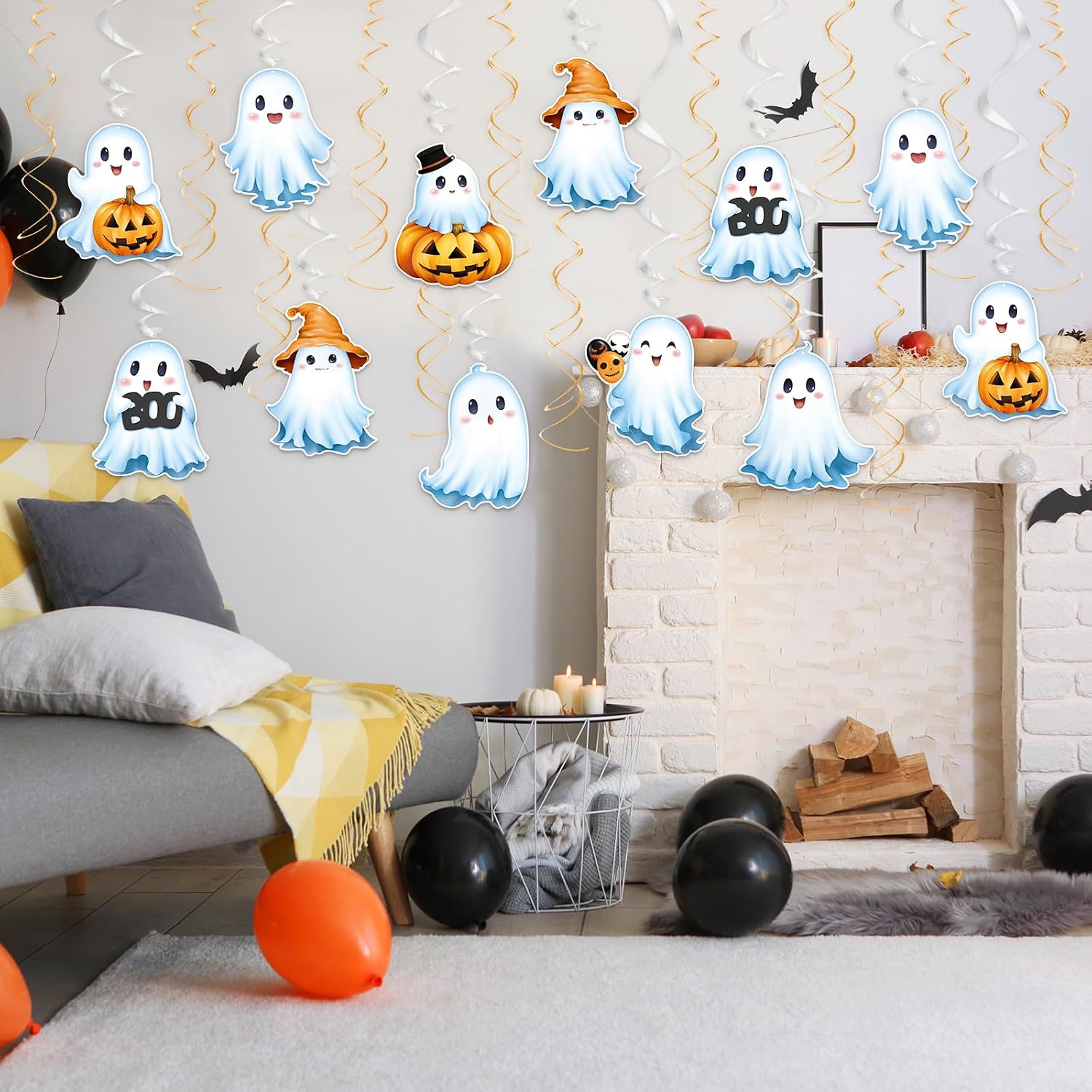 FRIDAY NIGHT 30Pcs Cute Ghost Halloween Hanging Swirls