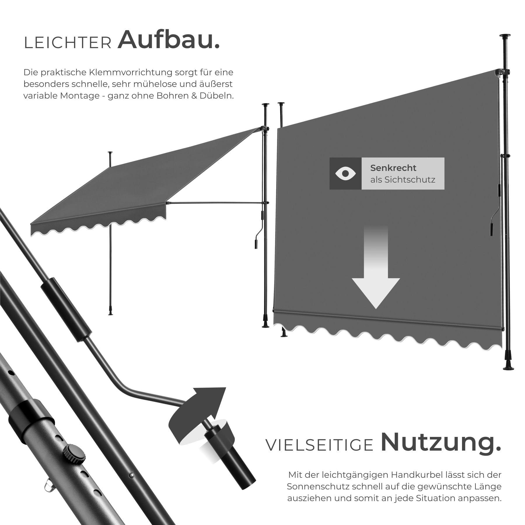markise mit aufbau tectake® Klemmmarkise Handkurbel, Balkon ohne Bohren, Markise höhenverstellbar, UV-beständig, wasserabweisend, 56b144c42bae4b9d8aaab83b001f81f2__abus Produkt:Langarmshirt Torpado info - Bike