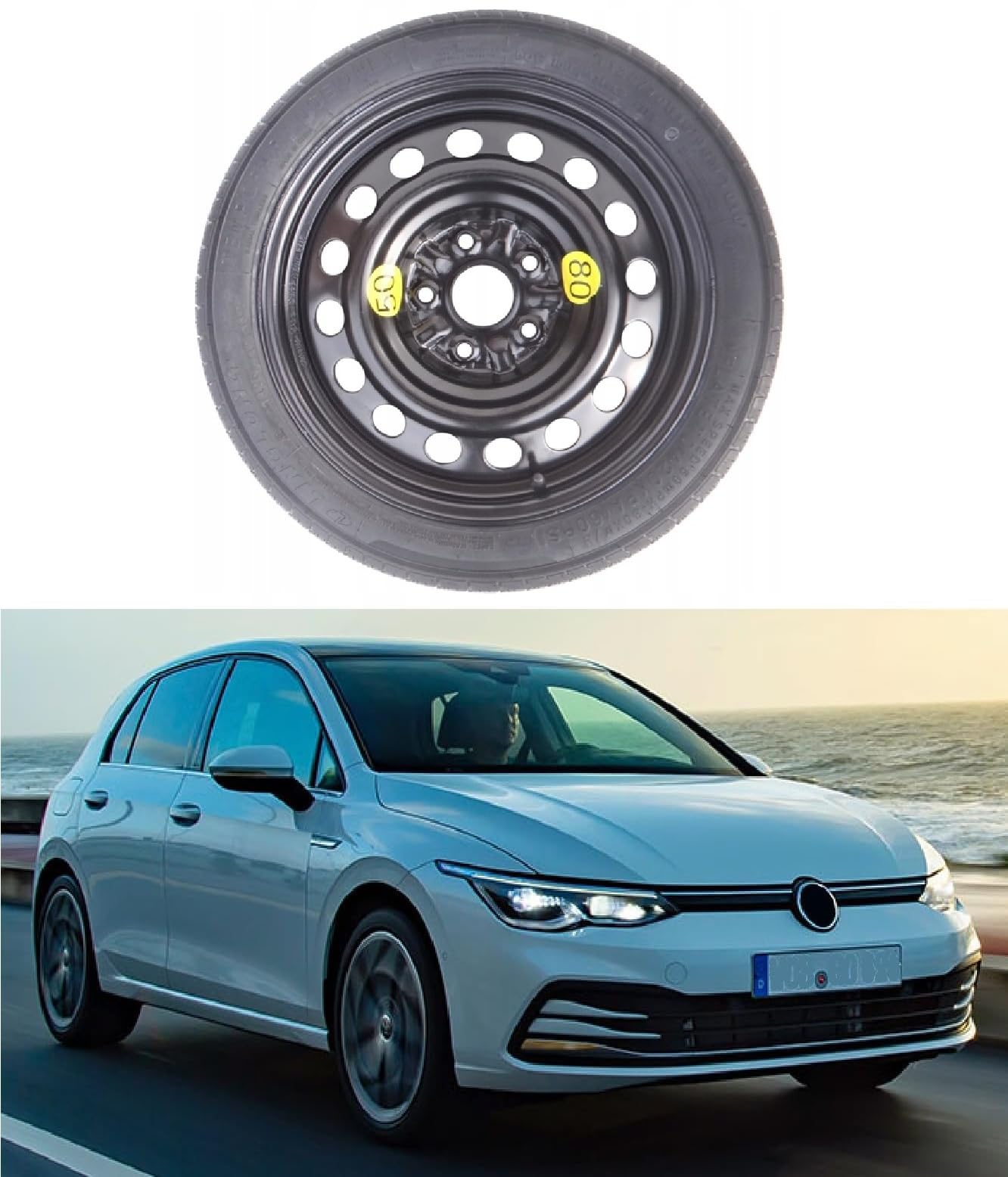 Ersatzrad, 40,6 cm (16 Zoll), passend für VW Golf (No GT) 125/70 R16