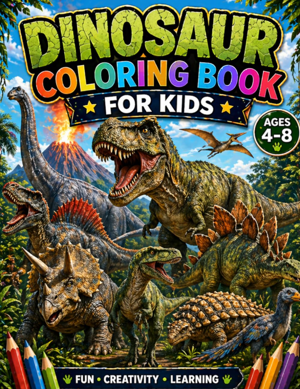 Dinosaur Coloring Book for Kids: 30 Fun Pages of Different Dinosaur Species