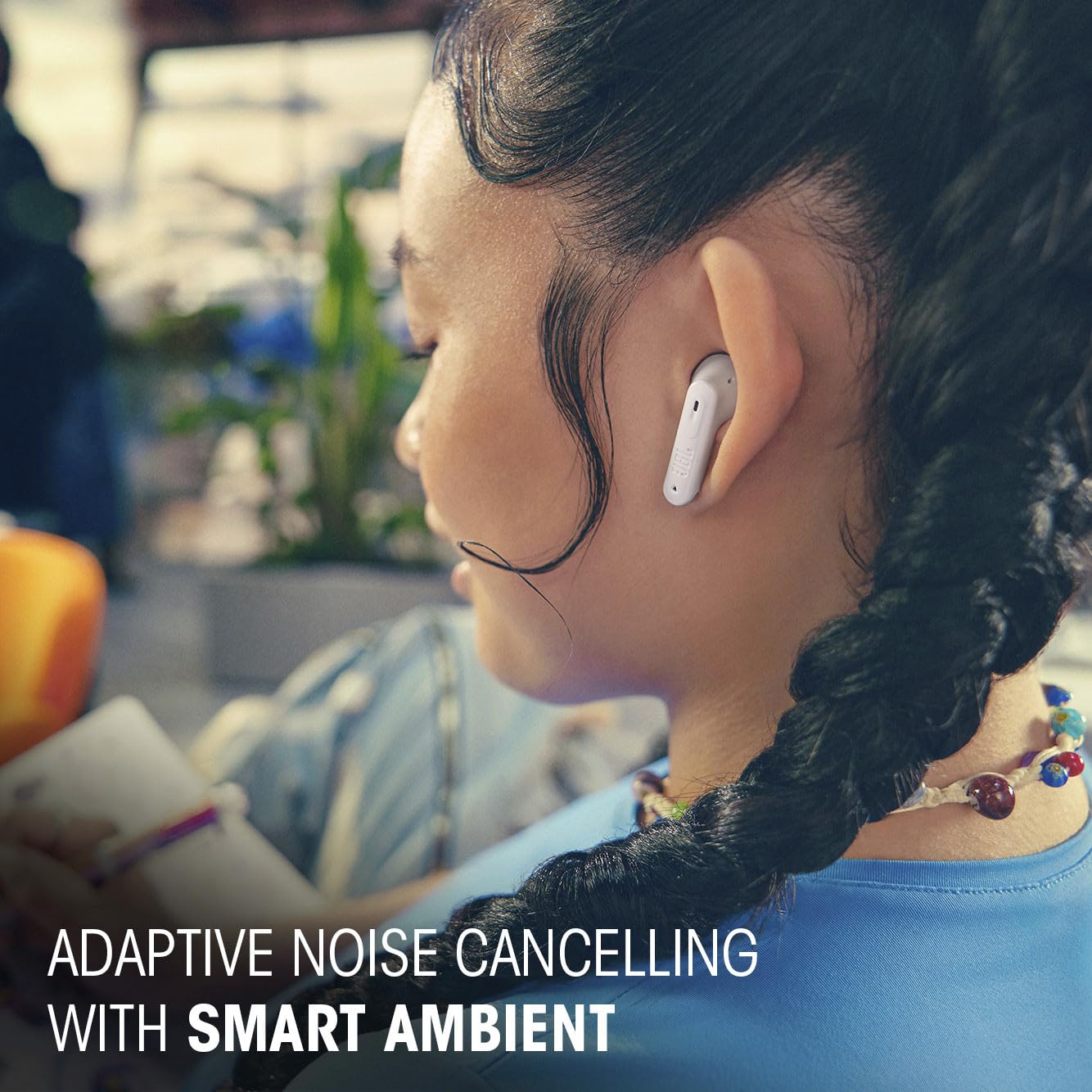 JBL Tune Flex 2 - True Wireless Noise Cancelling Earbuds Spatial Sound and Smart Ambient Technology, 6 mics for Perfect Calls, up to 48Hrs of Playback, IP54 Dust & Water Resistant (White)