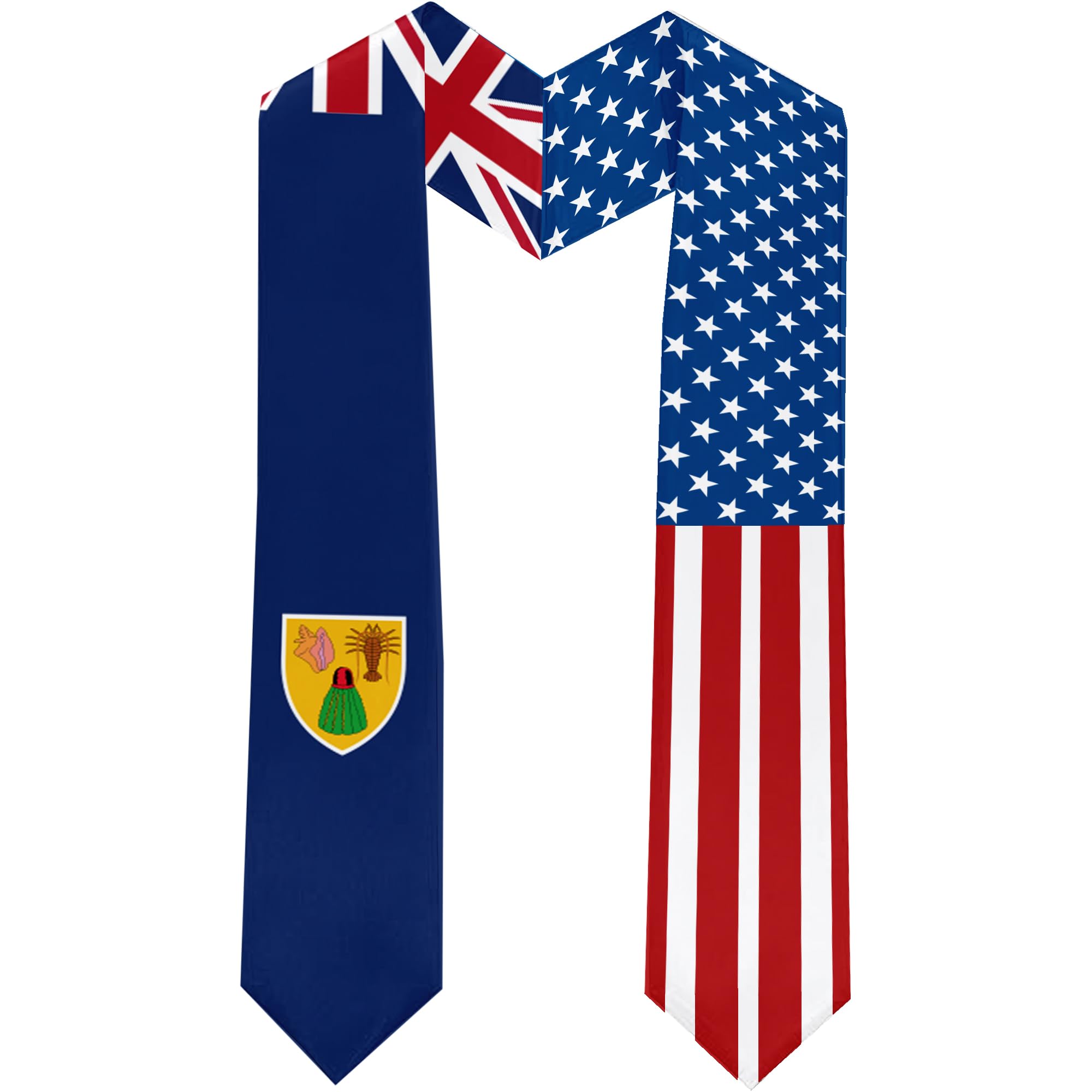 2025 the Turks and Caicos Islands Flag and USA Flag Graduation Stole Graduation Sash for International Student (Baccalaureate Gown and Hat Not Included)