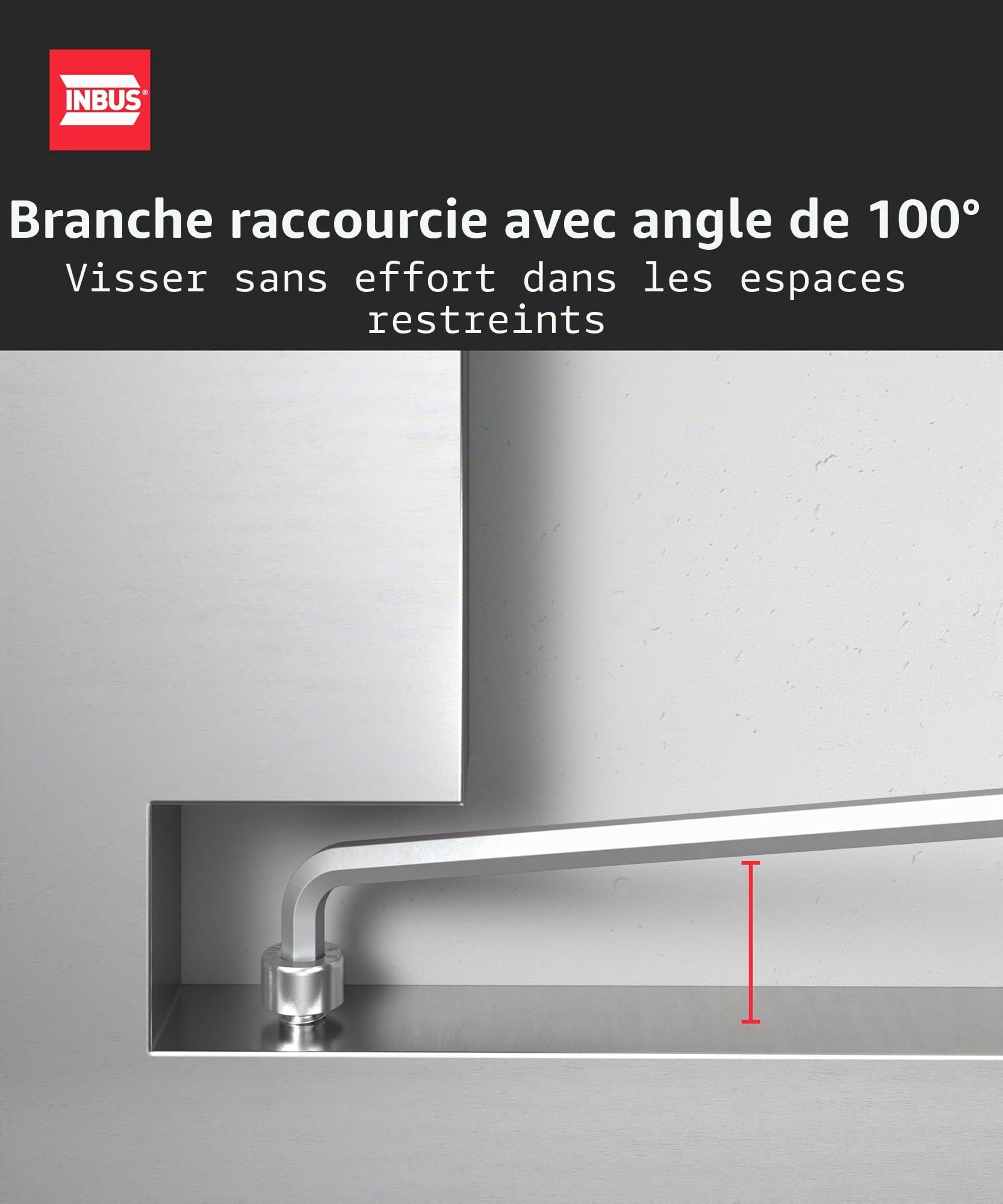 INBUS® 70211 Jeu de Clés Allen 9pcs, 1.5–10mm, avec Angle de 100° & Embout sphérique — Made in Germany