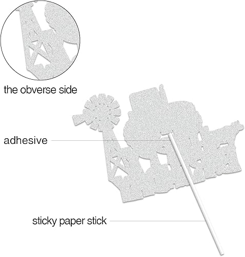 Miniatura 3 de Decoración para tartas de granja, feliz cumpleaños, tractor con purpurina negra, decoración de pasteles, rancho, vaca, cerdo, pato, granjero,