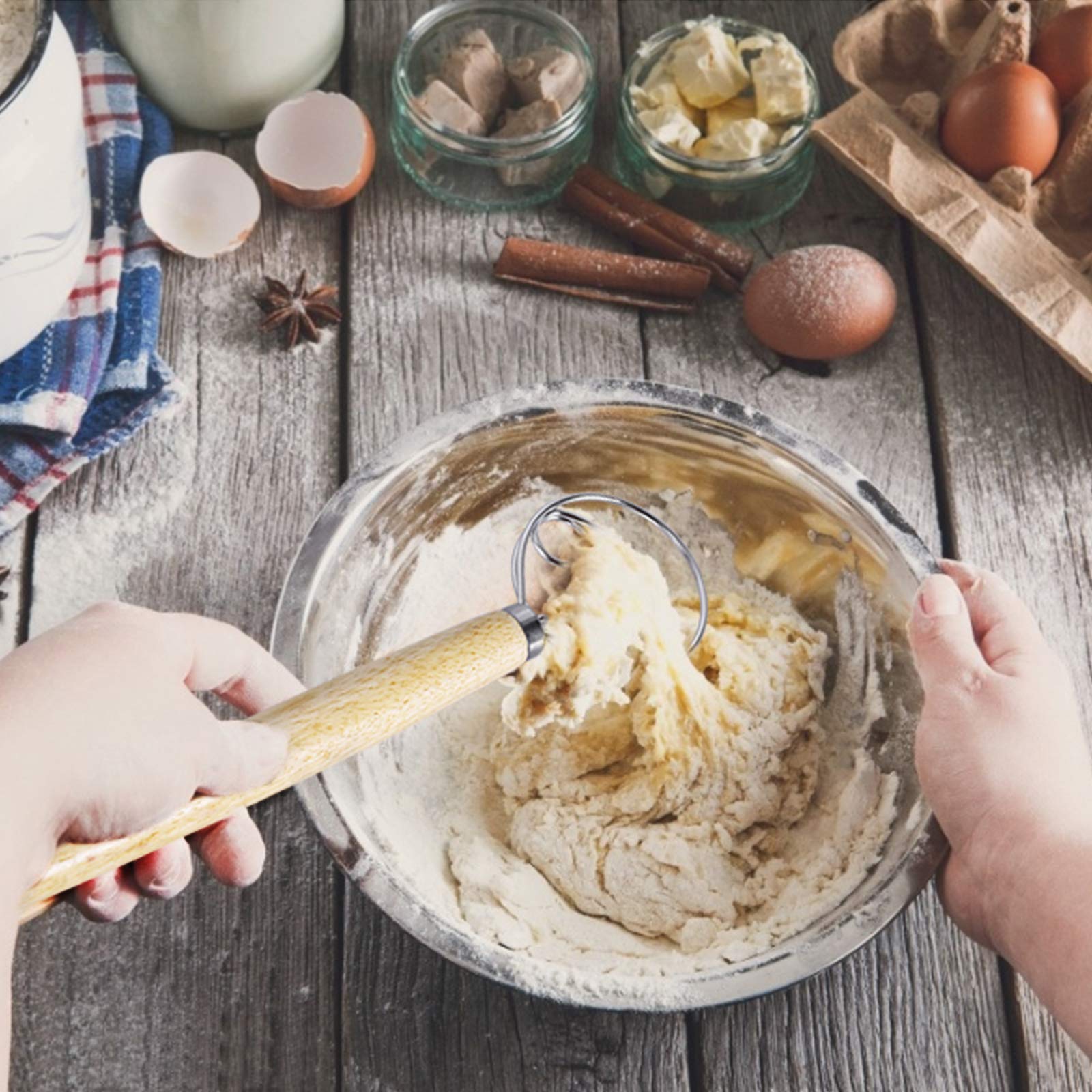 Set 3 Utensili Per Pane Fatto In Casa – Frusta Danese, Lama Per Incidere E Raschietto Per Impasto, In Acciaio Inox