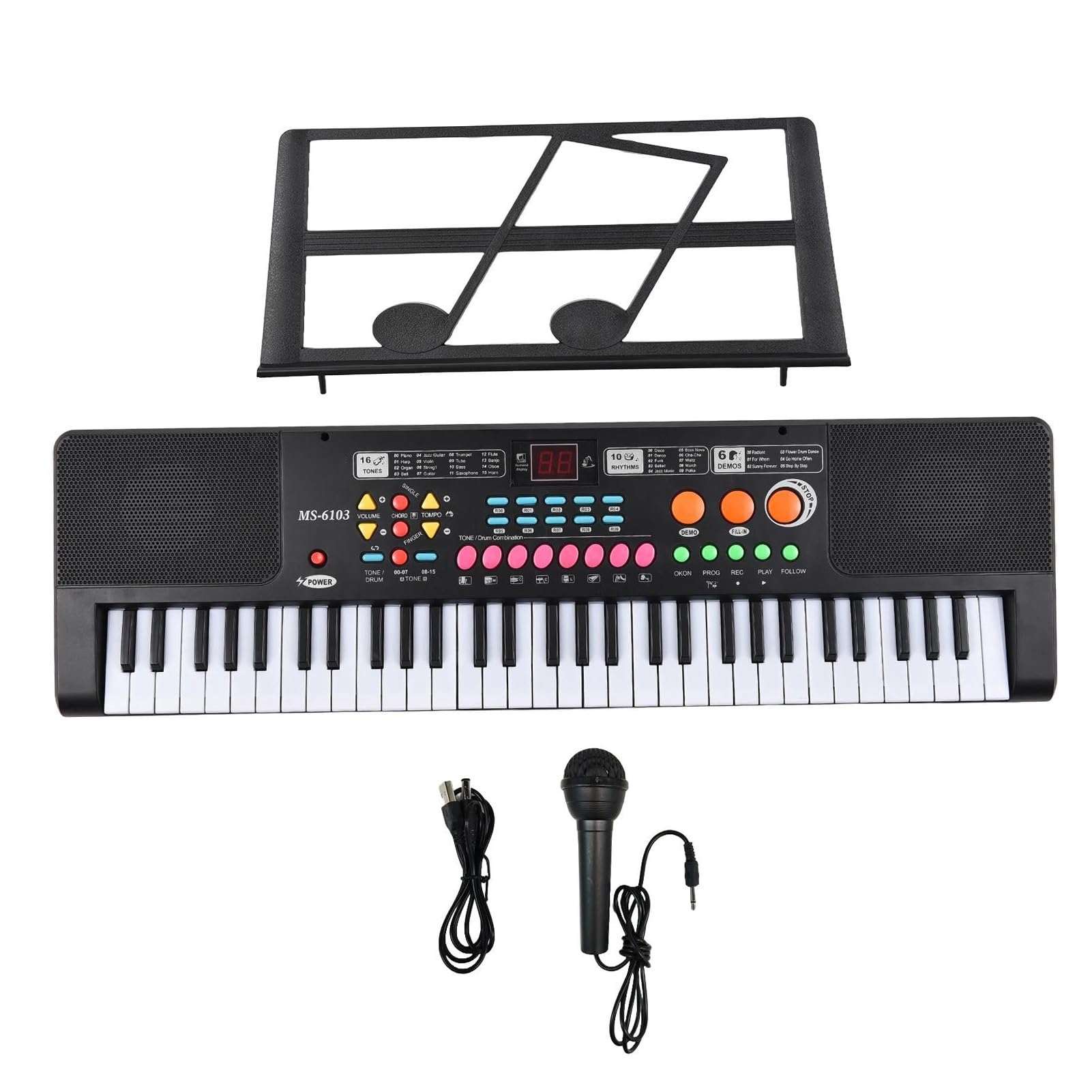 61 Klawiszowy Elektroniczny Fortepian Z Dwoma Głośnikami 16 Tonów 10 Rytmów 6 Demonstracyjnych Instrumentów Muzycznych