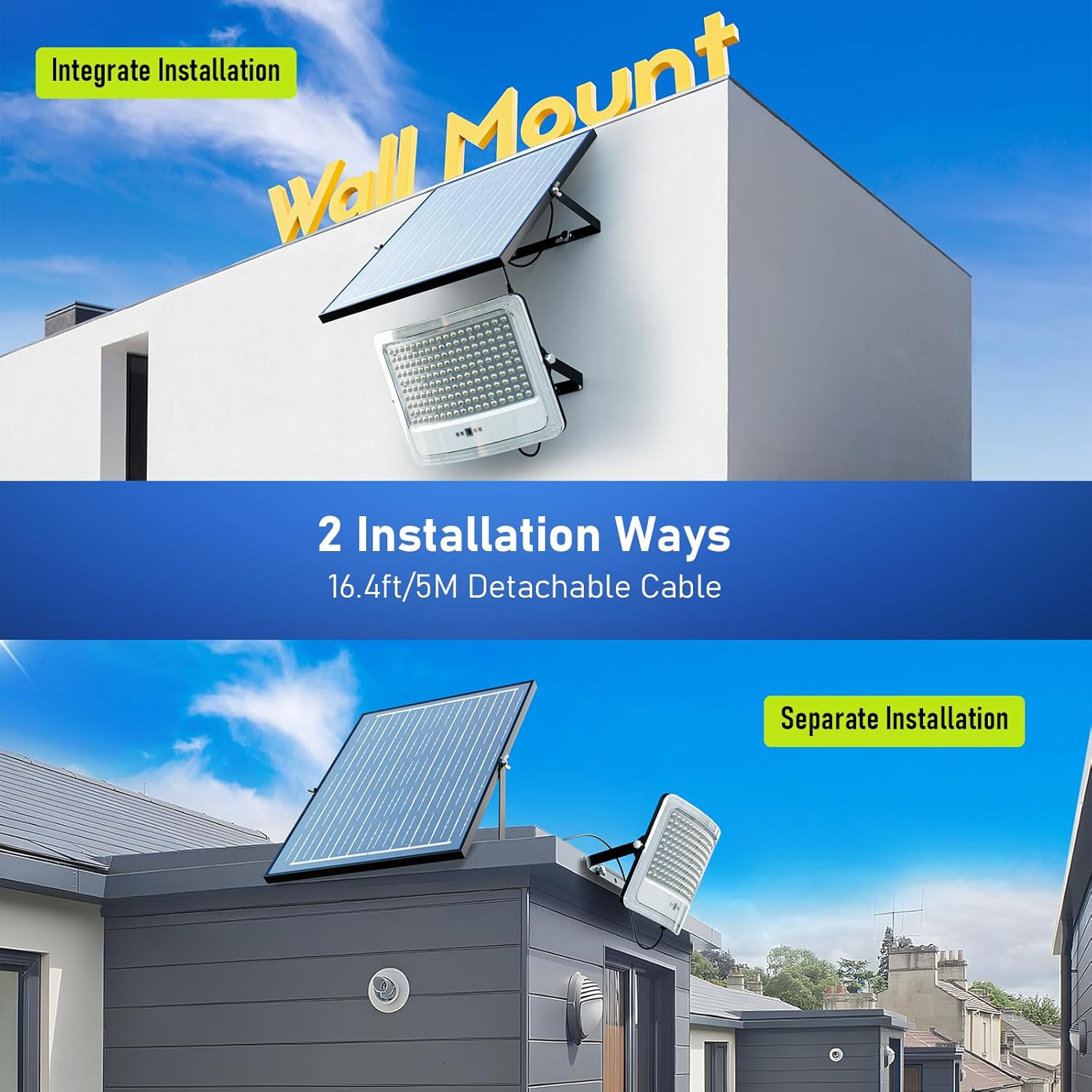 8000W Solar Flood Lights Outdoor, Solar Powered Outside Street Light Dusk to Dawn Waterproof Security Commercial Lighting with 16.4ft Cables and Motion Sensor for Yard,Garage,Swimming Pool, Pathway