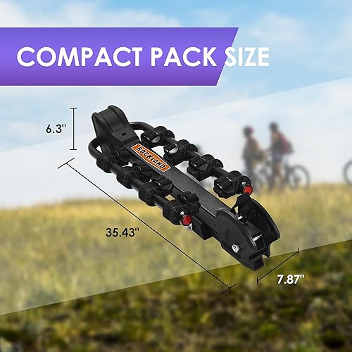 Miniatura 6 de Rockland Portabicicletas plegable para 4 bicicletas, capacidad de 120 libras, soporte de enganche para bicicletas con pedal ajustable, soporte para
