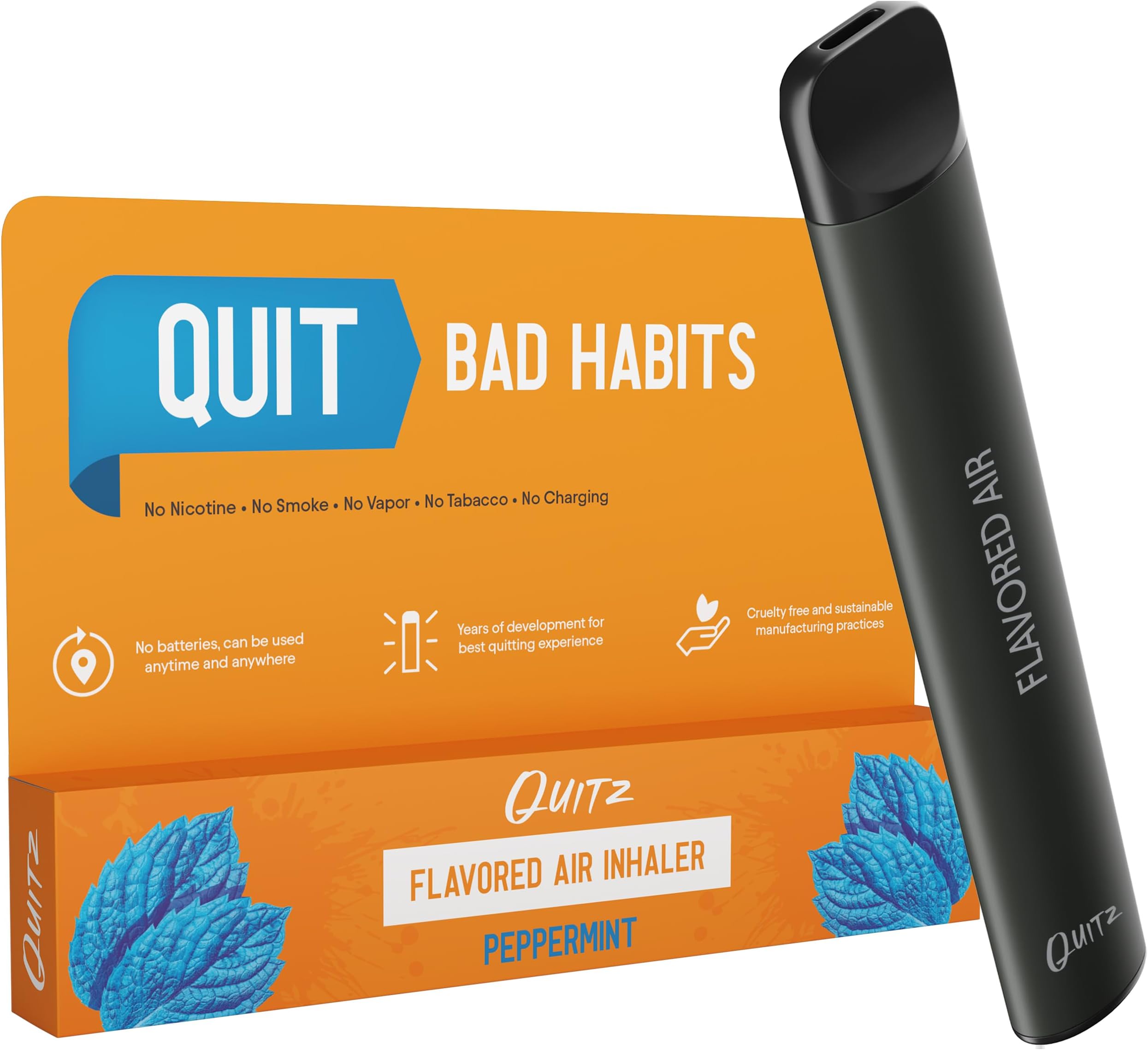 Quitz Natural Flavored Air Inhaler | Replace Bad Habits, Reduce Cravings | No Heating Non-Electric Vaporless Smokeless Inhaler | Nicotine-Free Lung Detox Oral Fixation
