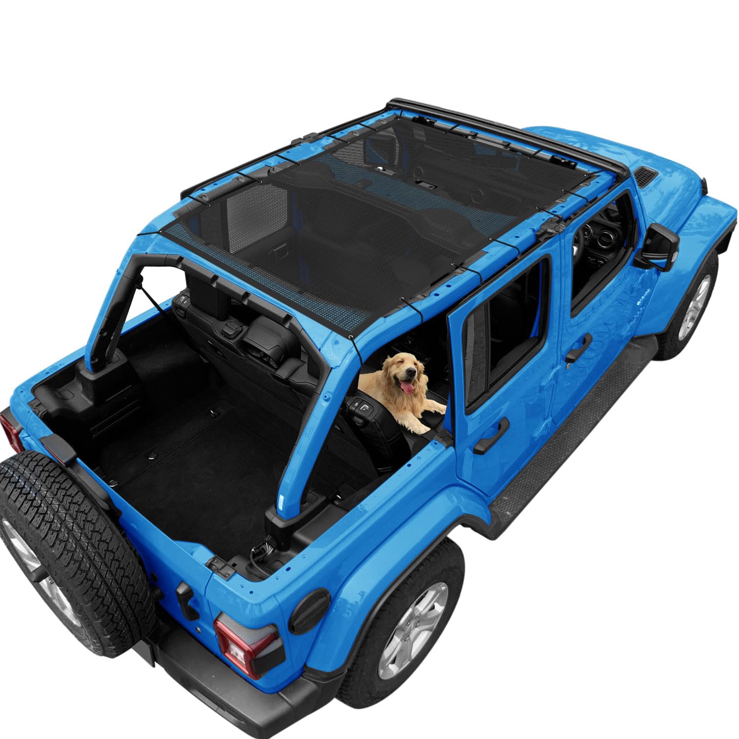 JL Sun Shade Top Compatible with Jeep Wrangler Sunshade, Black, Front+Rear