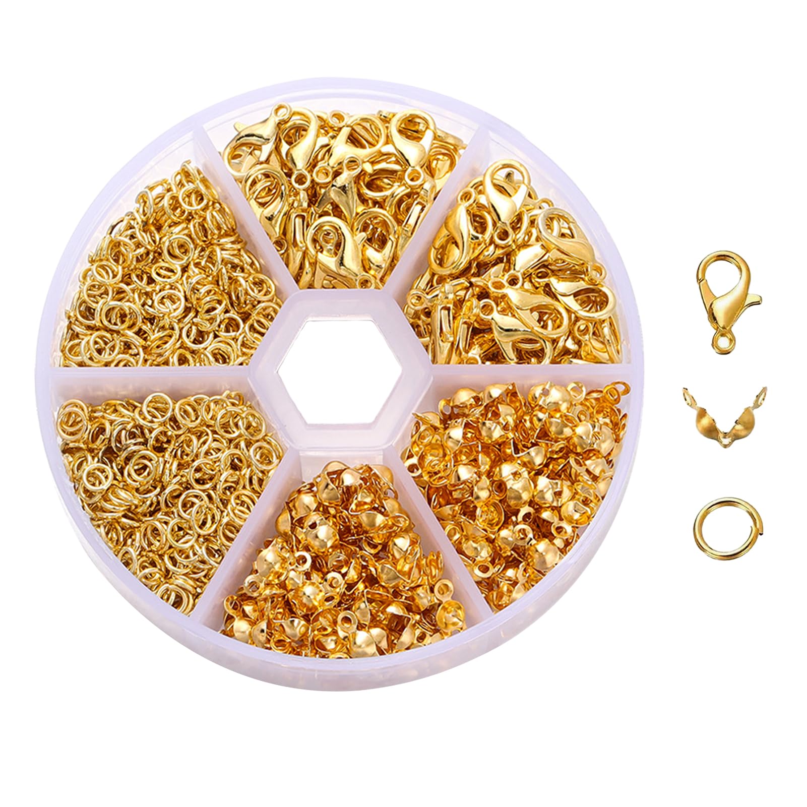 370 Pcs Bracelet Clasps Set for Bracelets Chain Clasp Keychain Lobster Clasp and Curvature and Prong Rings for Necklace Bracelet Crafts (Gold)