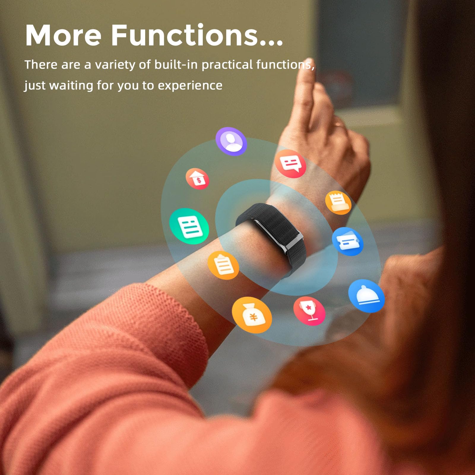 Smart Health Wristband, Bluetooth Connected Wearable Fitness Tracker, 127 Exercise Modes, 1ATM Water Resistant, Tracks Heart Rate/Blood Pressure/SpO2/Sleep/Steps