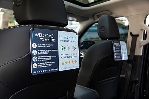 Miniatura 2 de Paquete de 2 letreros de coche Rideshare - Mejores relaciones con los clientes, calificaciones más altas y más consejos con letrero universal,