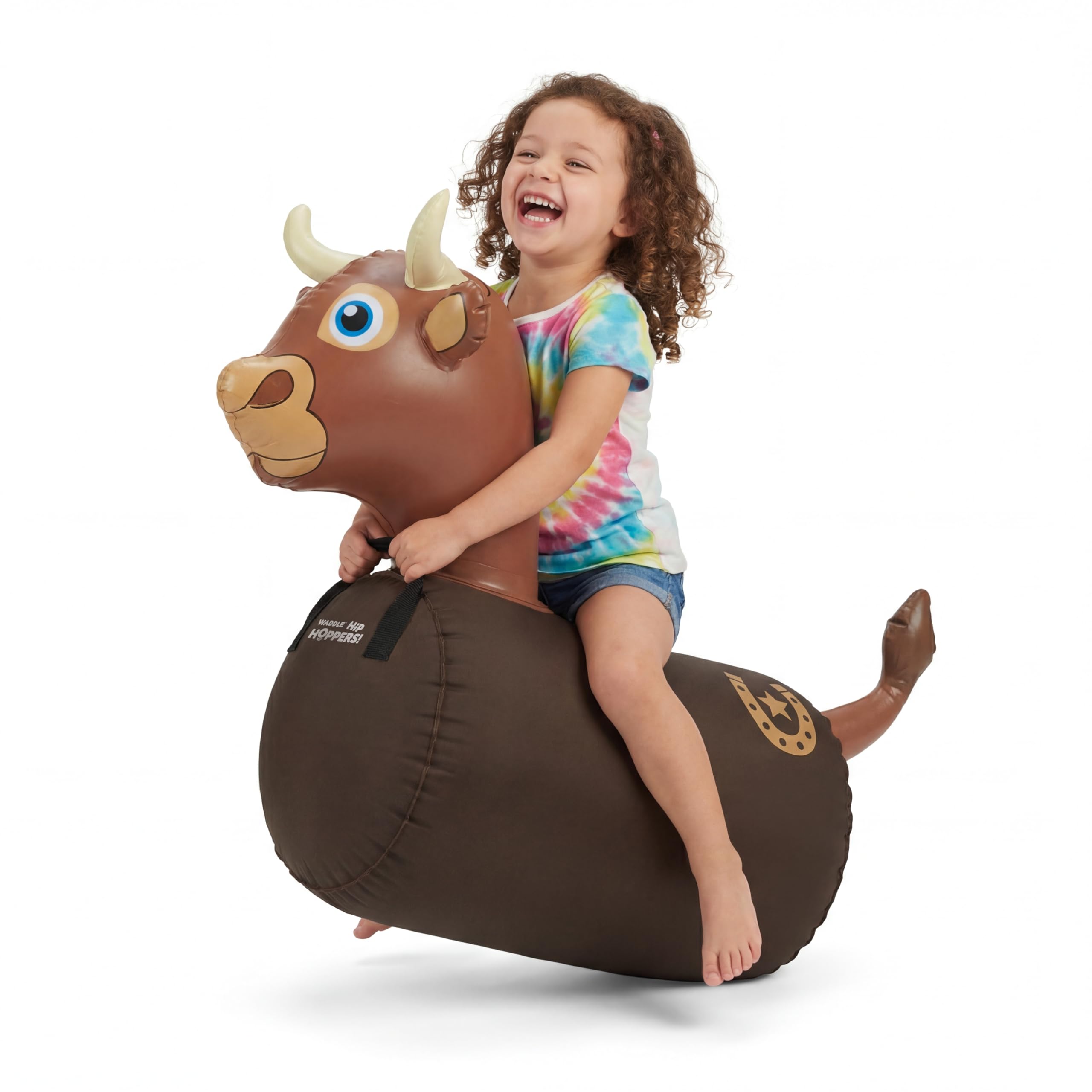 Photo 1 of Waddle Hip Hopper Inflatable Hopping Animal Bouncer Brown Bull, Ages 2 and Up, Supports Up to 85 Pounds