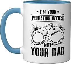 Parole Officer Badge Law Enforcement Probation Officer Gag Ceramic Mug, Blue/White
