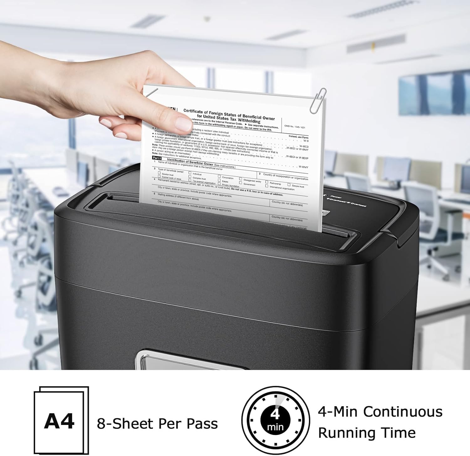 Bonsaii 8-Sheet Cross Cut Paper Shredder, Credit Cards/Mail/Staples/Clips Shredder for Home Use with 4.2 Gallon Bin (C261-C) : Office Products