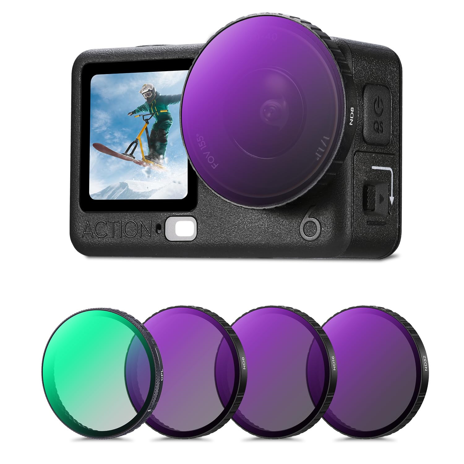 filtro per azione 6 con 4 pezzi compatibile con dji osmo action 6