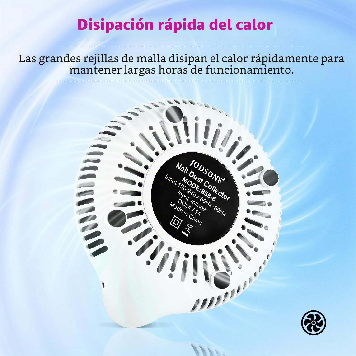 JODSONE 80W Recolector de Polvo de Uñas Aspirador Compacto Ventilador Eficaz Plumero Redondo Imprescindible para Manicura