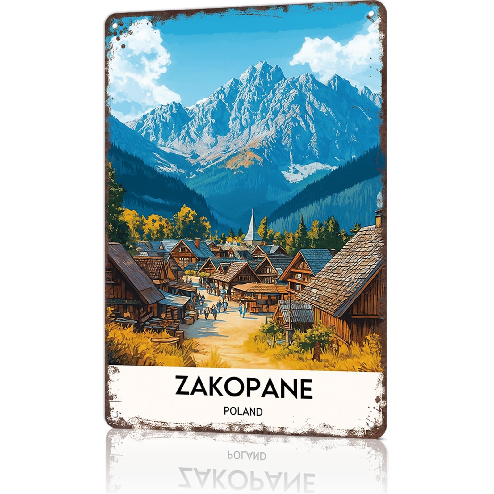KWQDOZF Funny Signs Posters Zakopane, Poland Wall Art Sign for Bedroom Dorm Home Garage Bar Decor 8X12inch