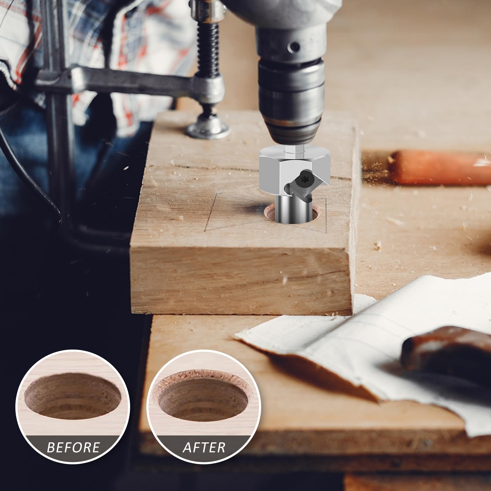 Outil D'alésage De Chanein De Trou De Chien D'établi En Acier Inoxydable Tondeuse Saillante Tige Hexagonale Pour Perceuse électrique, 20mm, 3/4 Po, 1 Pièce