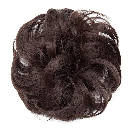 Miniatura 9 de Pelo sintético elástico Scrunchie rizado chignons cuerda de pelo natural falso moño rizado clip en el pelo colas de caballo extensiones granate