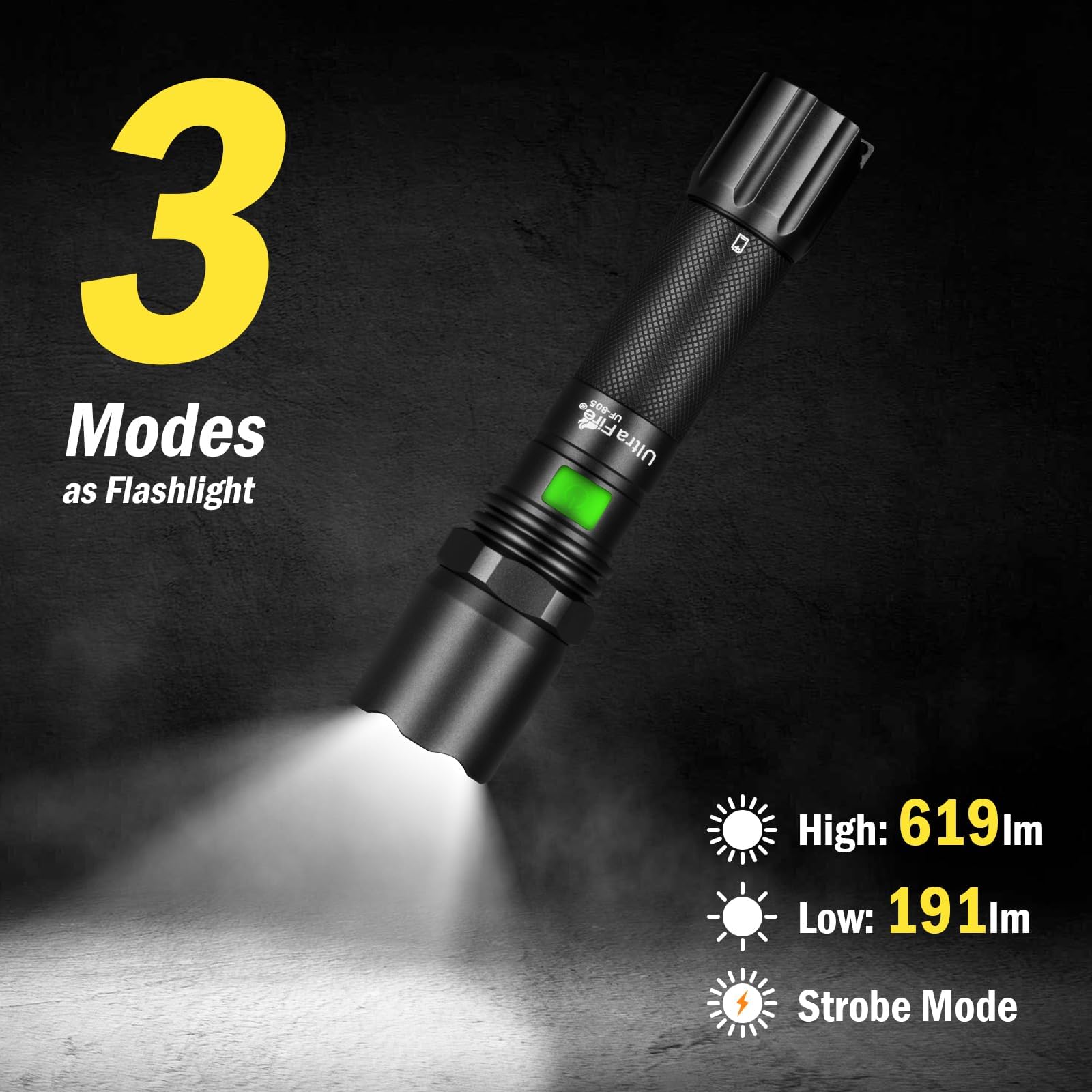 ULTRAFIRE Traffic Wand Rechargeable LED Torch 2 Pack, 619 Lumen Bright Safety Light - Image 3