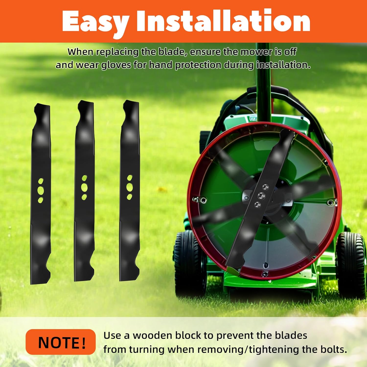 Upgrade 355-101 20" Lawn Mower Blades,Replace for 2105300125A Lawn Mower Blades (3 Pack) 20" Length, 0.125" Thickness, 2 1/4" Width, 1" x 3/4" Center Hole, Compatible with hyper tough Deck Lawn Mower