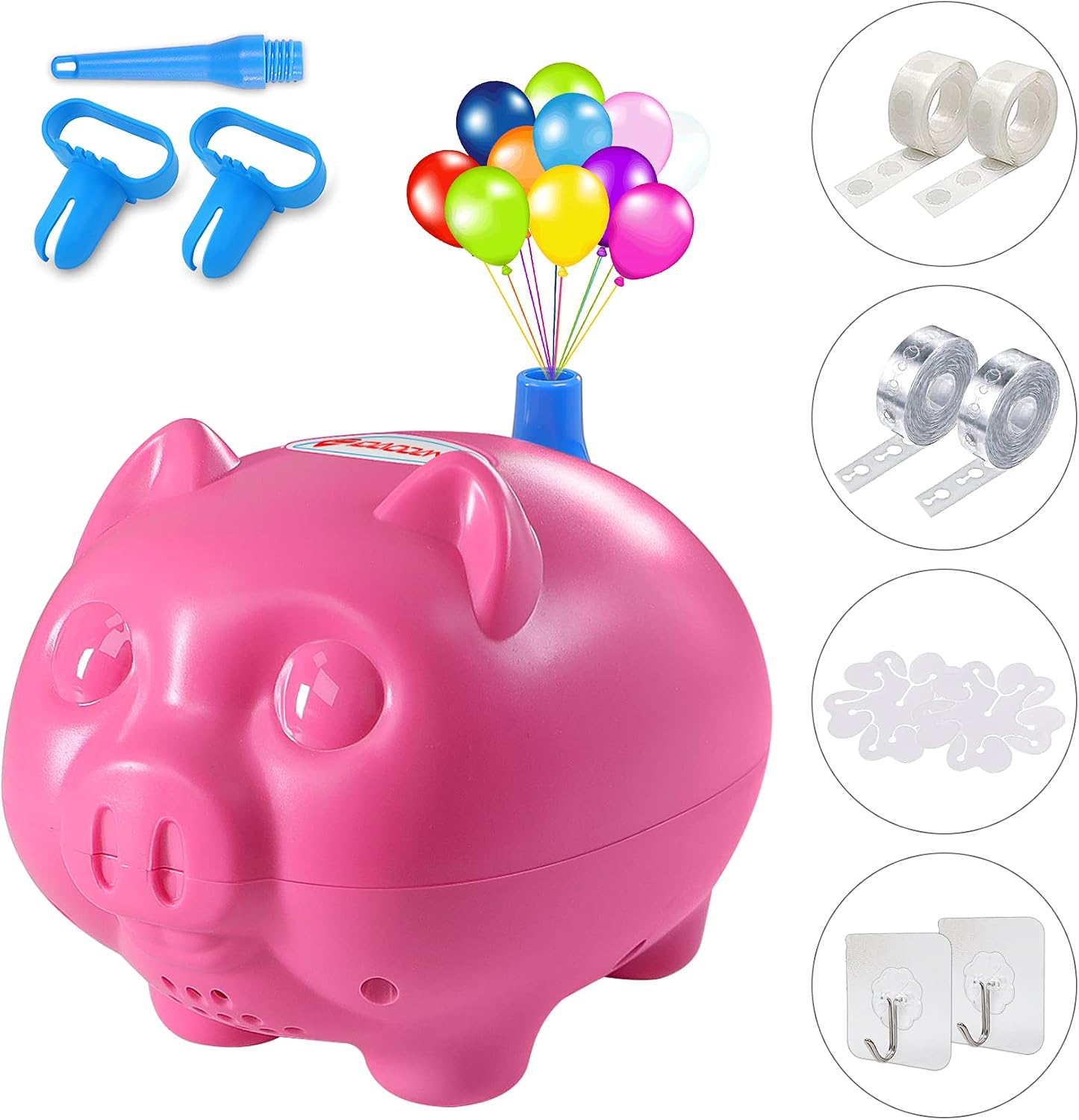 IDAODAN Balloon Pump Electric, Portable Little-Pig Shape Balloon Inflator Air Blower for Kid's Birthday, Wedding, Christmas, Party Decoration - 110V 600W, Electric Air Balloon Pump