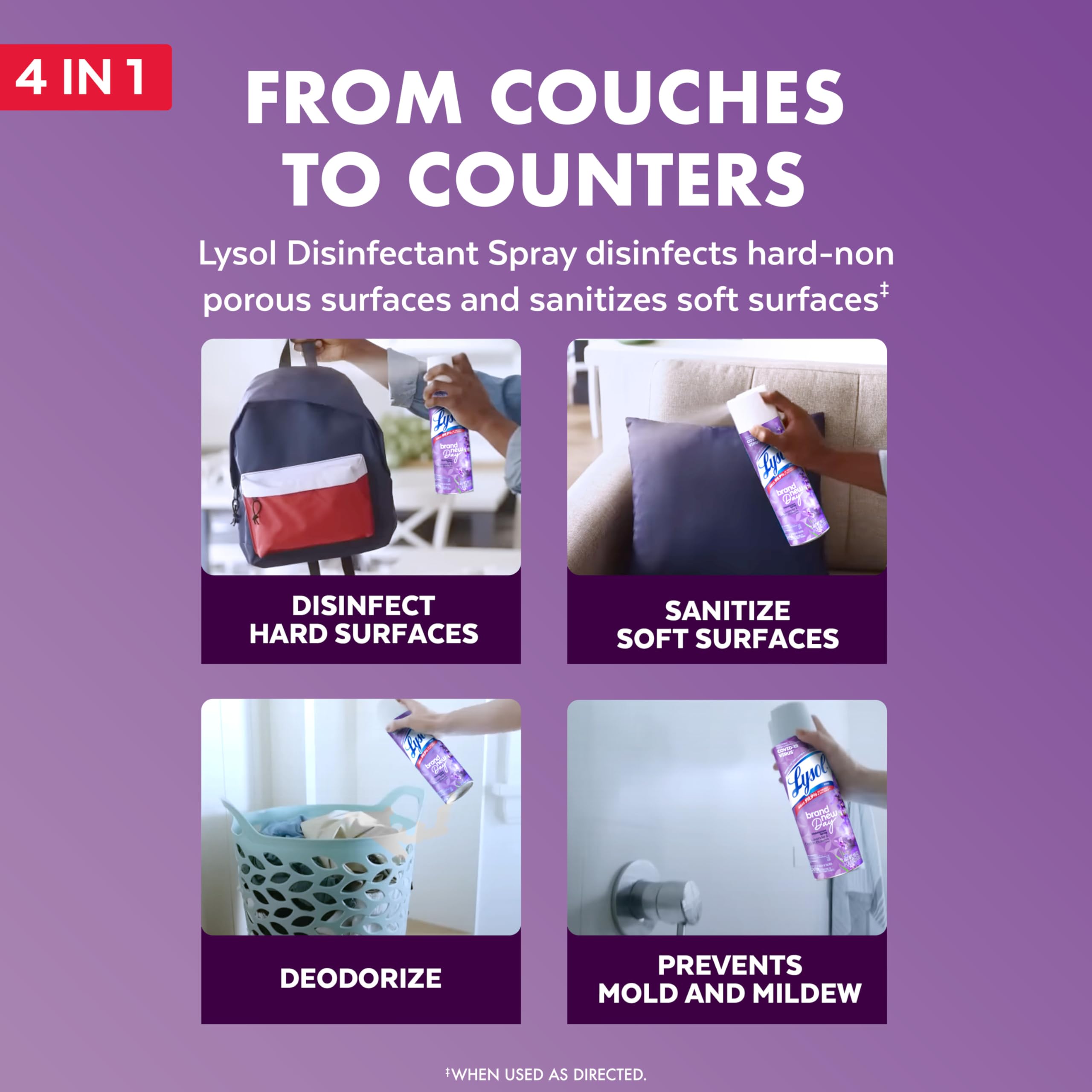 Lysol Disinfectant Spray, Sanitizing and Antibacterial Spray, For Disinfecting and Deodorizing, Lavender & Cotton Blossom Scent, 19 Oz (Pack of 2)