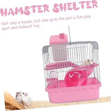 Double Layer Pink Plastic Hamster Cage for Pet Hideout