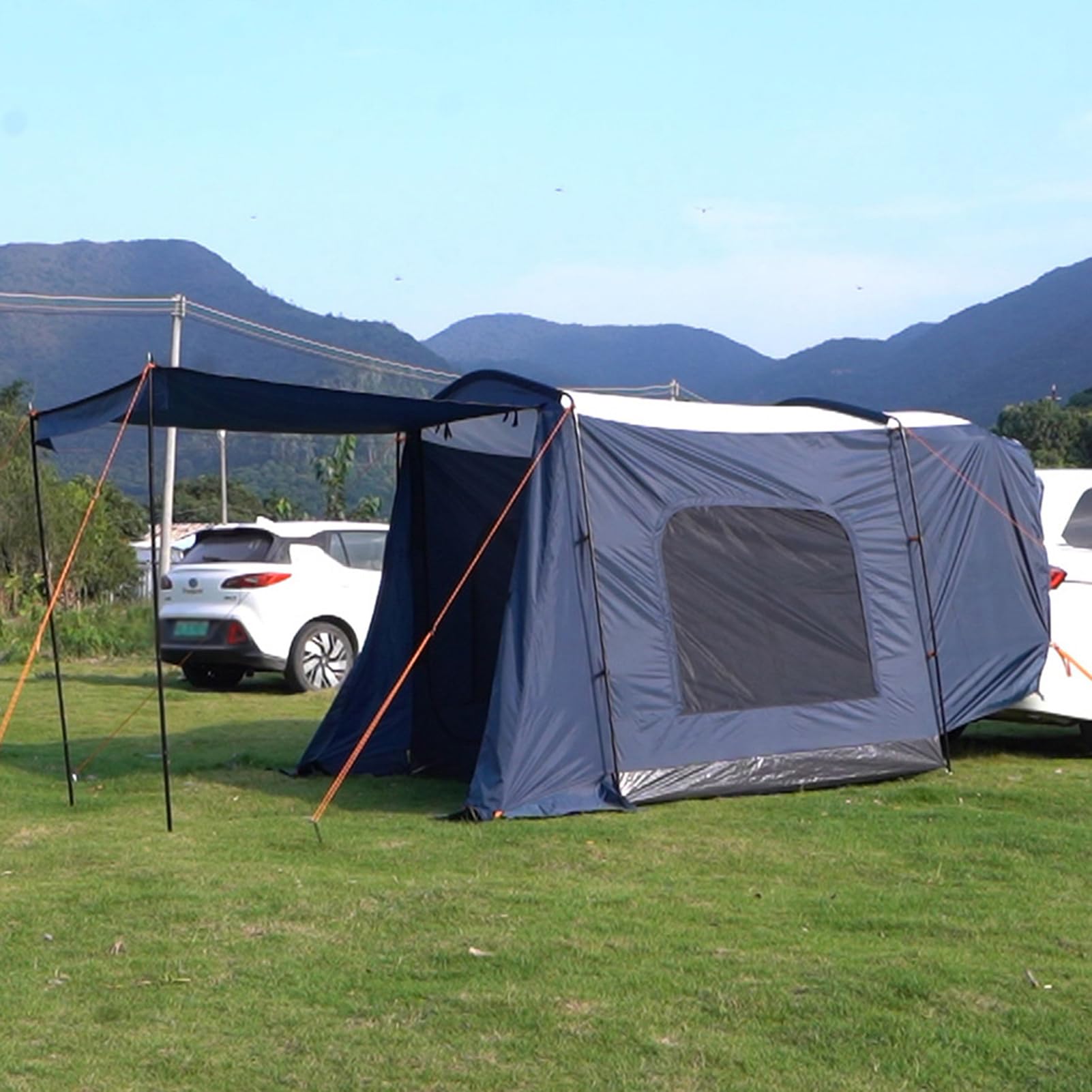 Tente de Camping，Tente de Toit，Tente SUV 3-4 Personnes avec Porche pour Camping, Tente de Coffre de Voiture spacieuse pour Camping de Voyage en Plein air - Abri