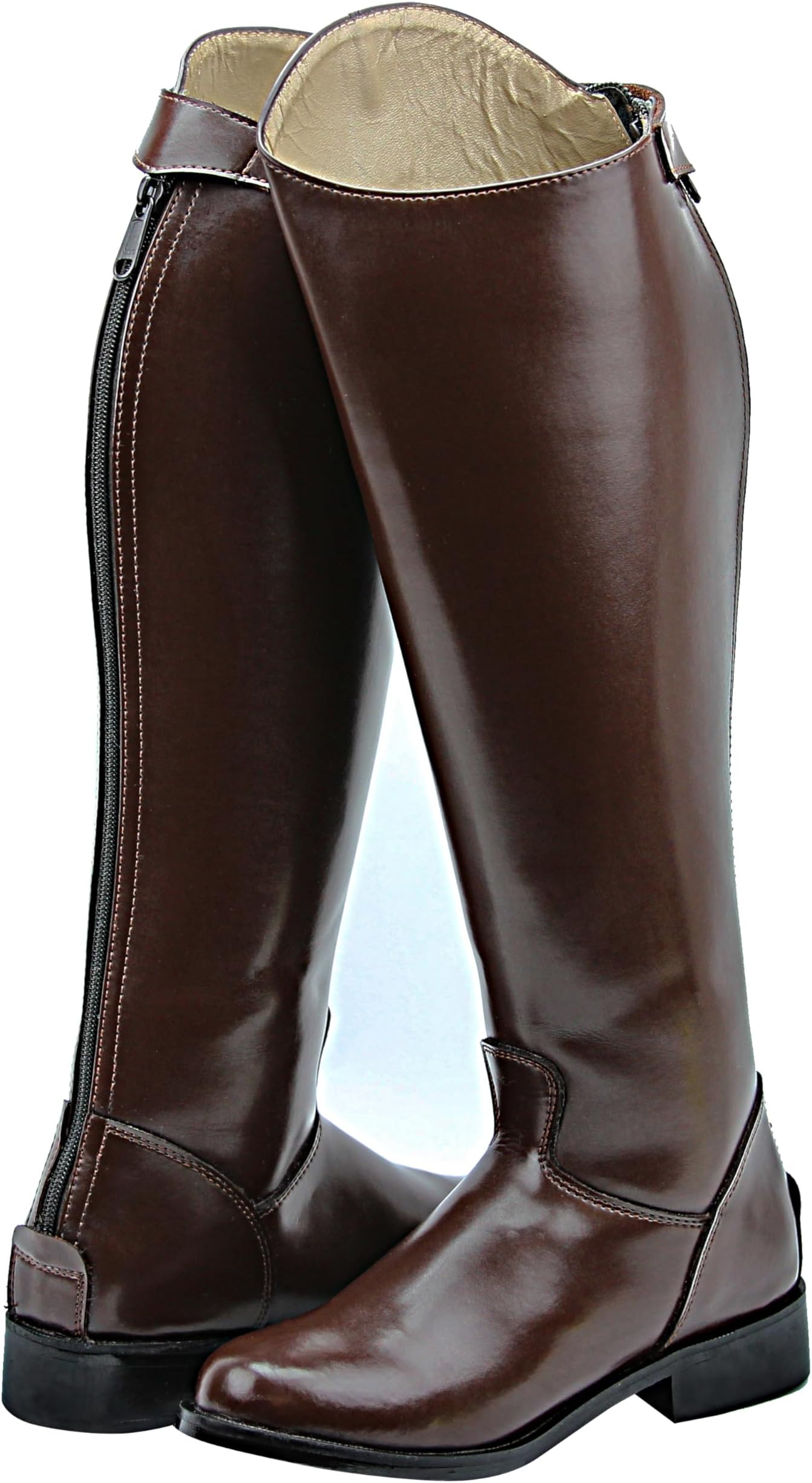 Mens Man Elegant Dress Dressage Boots with Zipper Riding English Equestrian Brown