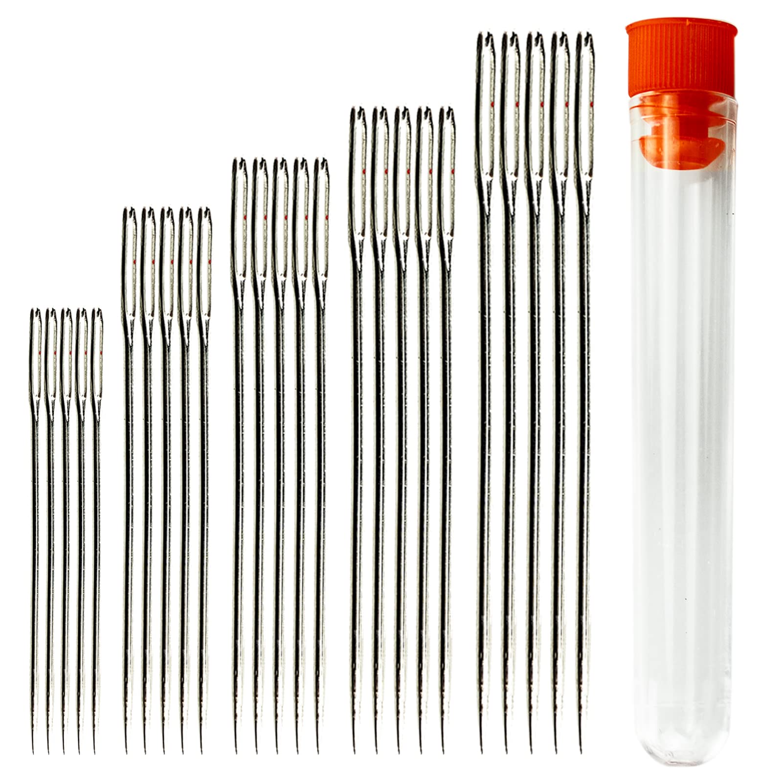 Large Eye Sharp Point Sewing Needles, 25pcs Set - 1.65'' to 2.36''