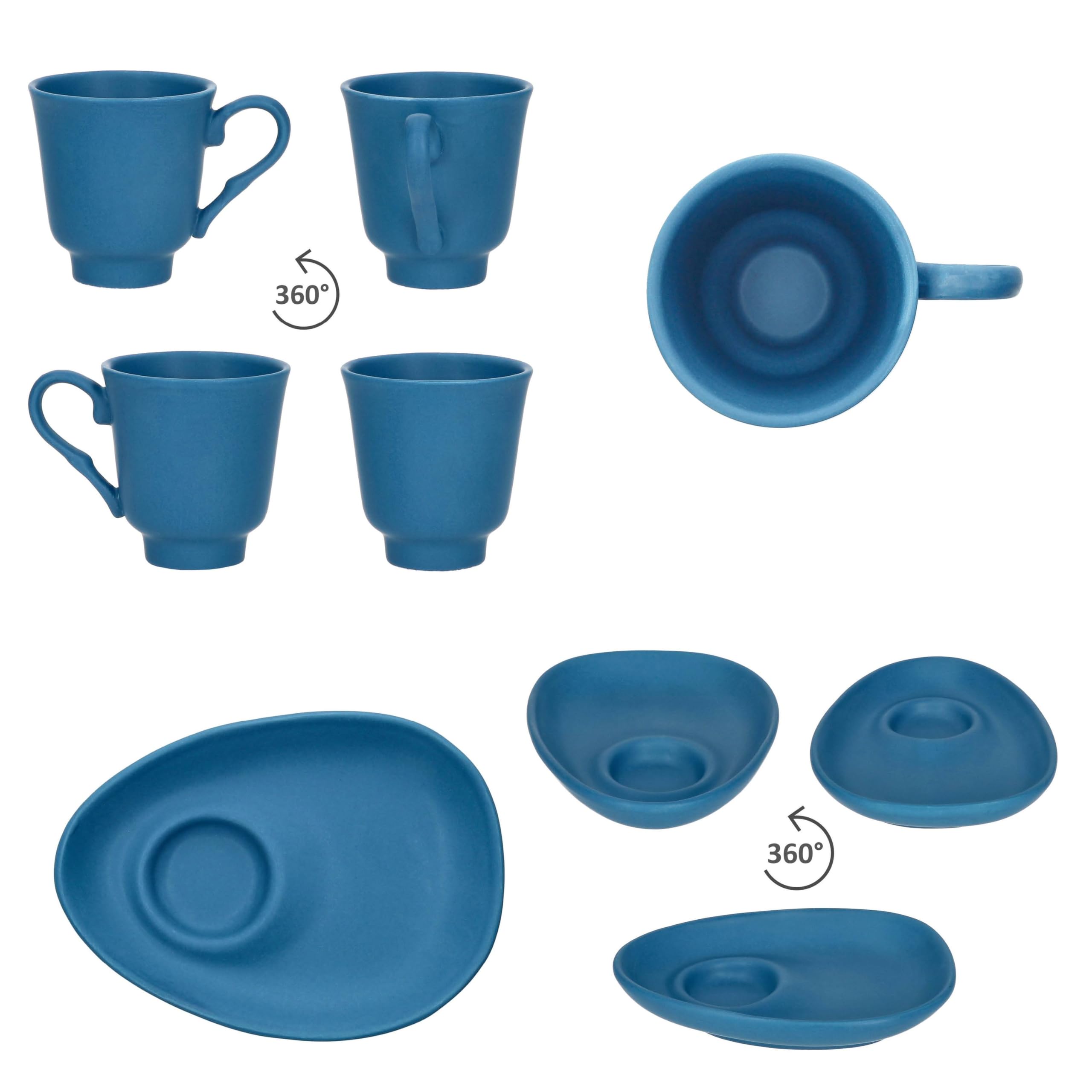 MamboCat Set Van 6 BLAUWE Mokka's ZONDER Handvat Voo 6 Personen Gemaakt Van Steengoed   24327069 1085438680