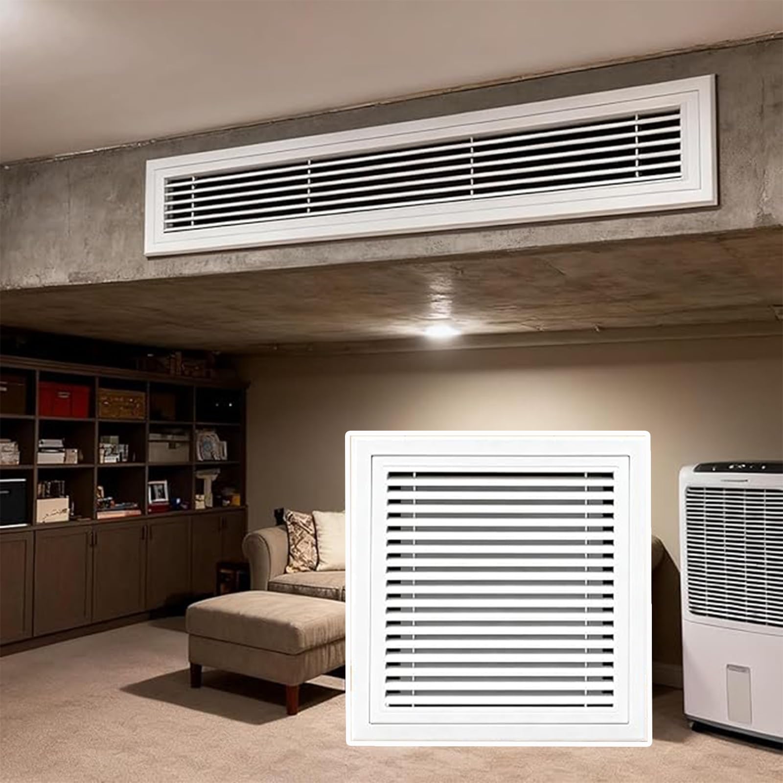 Griglia di ritorno dell'aria bianca, 35,6 x 96,5 cm, con filtro, facile da installare per pareti laterali e soffitti, migliora la ventilazione domestica in bagno e cucina, ideale per la presa d'aria