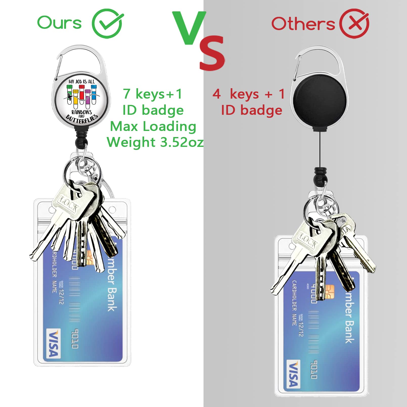 Phlebotomy Badge Reel Retractable Heavy Duty, Phlebotomist ID Holder Retractable Clip, Funny Nurse Badge Reel ID Card Holder Name Badge Clip My Job is All Rainbows and Butterflies Nurses Gifts