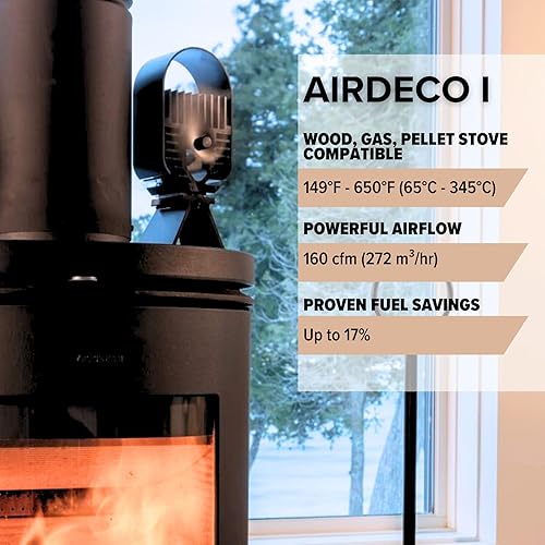 Miniatura 4 de AirDeco I - Ventilador de estufa de calor - Potente diseño moderno, tecnología de baja temperatura de arranque ideal para estufas de leña, gas,
