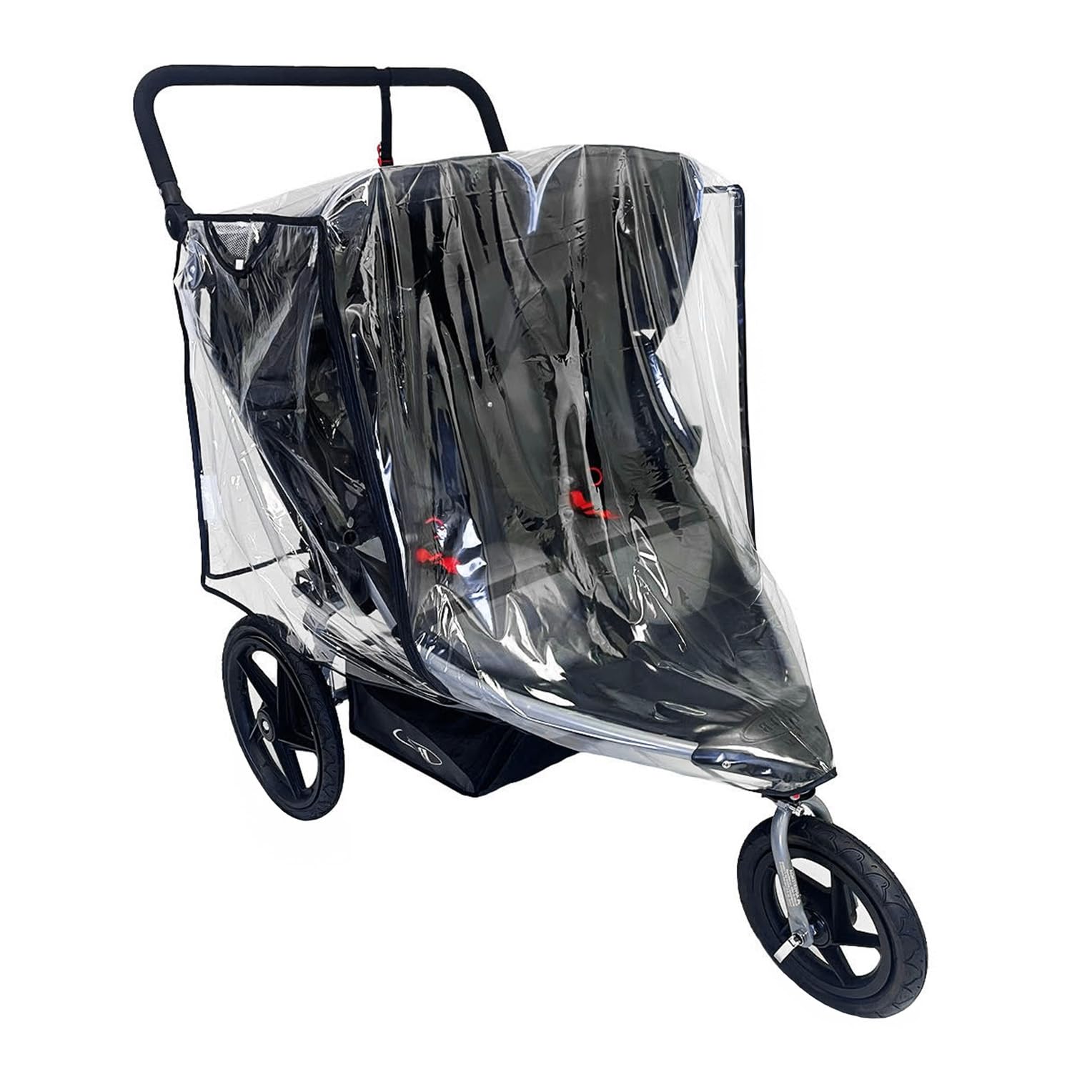 SASHA'S Rain Cover for Bob Duallie Double Jogging Stroller, Zipper Access, Maximum Coverage, Weather Shield (Jogger not Included)