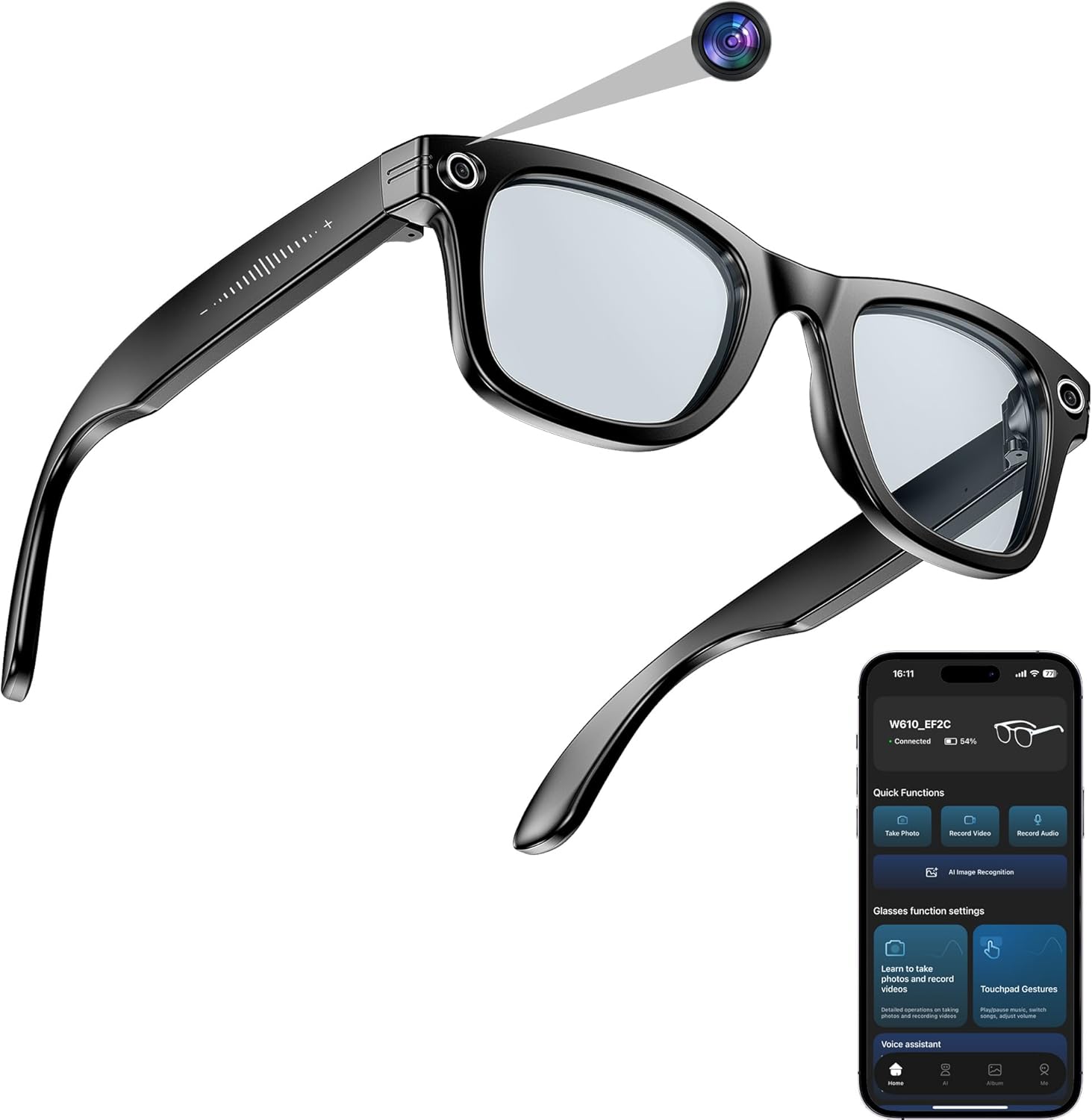 AI Sensible Digicam Glasses for Males Ladies, 4K Images,1080P HD Video Recording,Actual-Time Translation, Open-Ear Audio,Voice Assistant, Light-weight,Blue Mild Blocking Lens