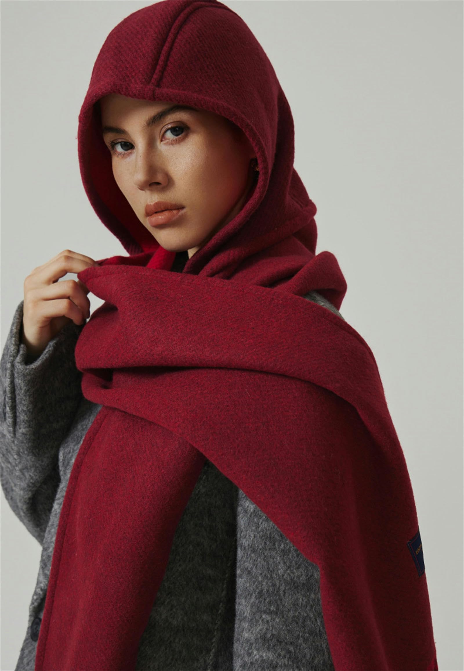 Sciarpa Donna Sciarpa da Donna in Imitazione di Lana Autunno E Inverno, Mantello con Cappuccio Bifacciale, Scialle High-End Feeling, Sciarpa Allungata-Verde Marrone-220 * 30 Cm