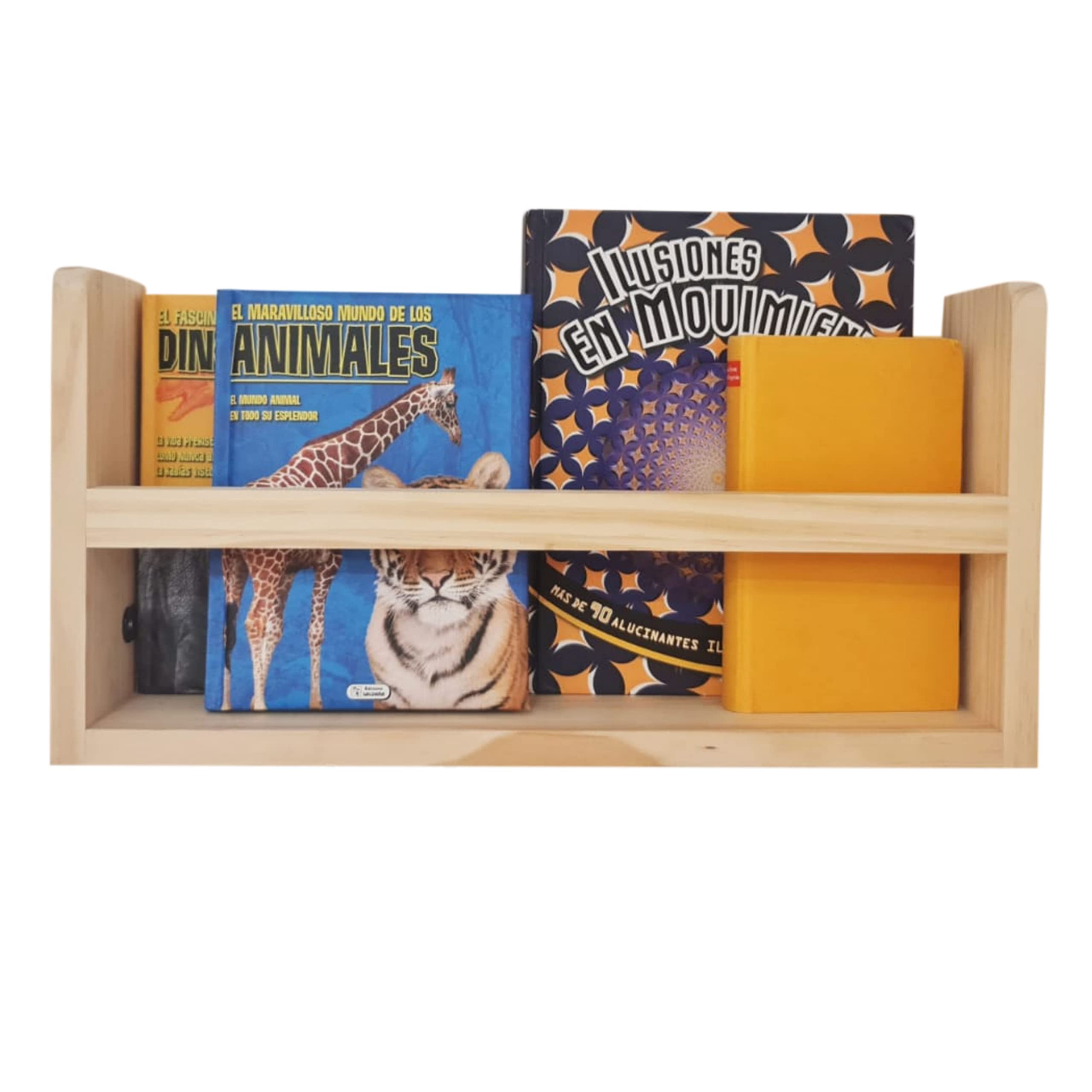 TWR ® Estanteria infantil - Estantería Montessori- Expositor libros infantil para pared en madera natural - Medidas: 50cm x 25cm x 10cm (Hecho en España) (Simple (1 unidad))